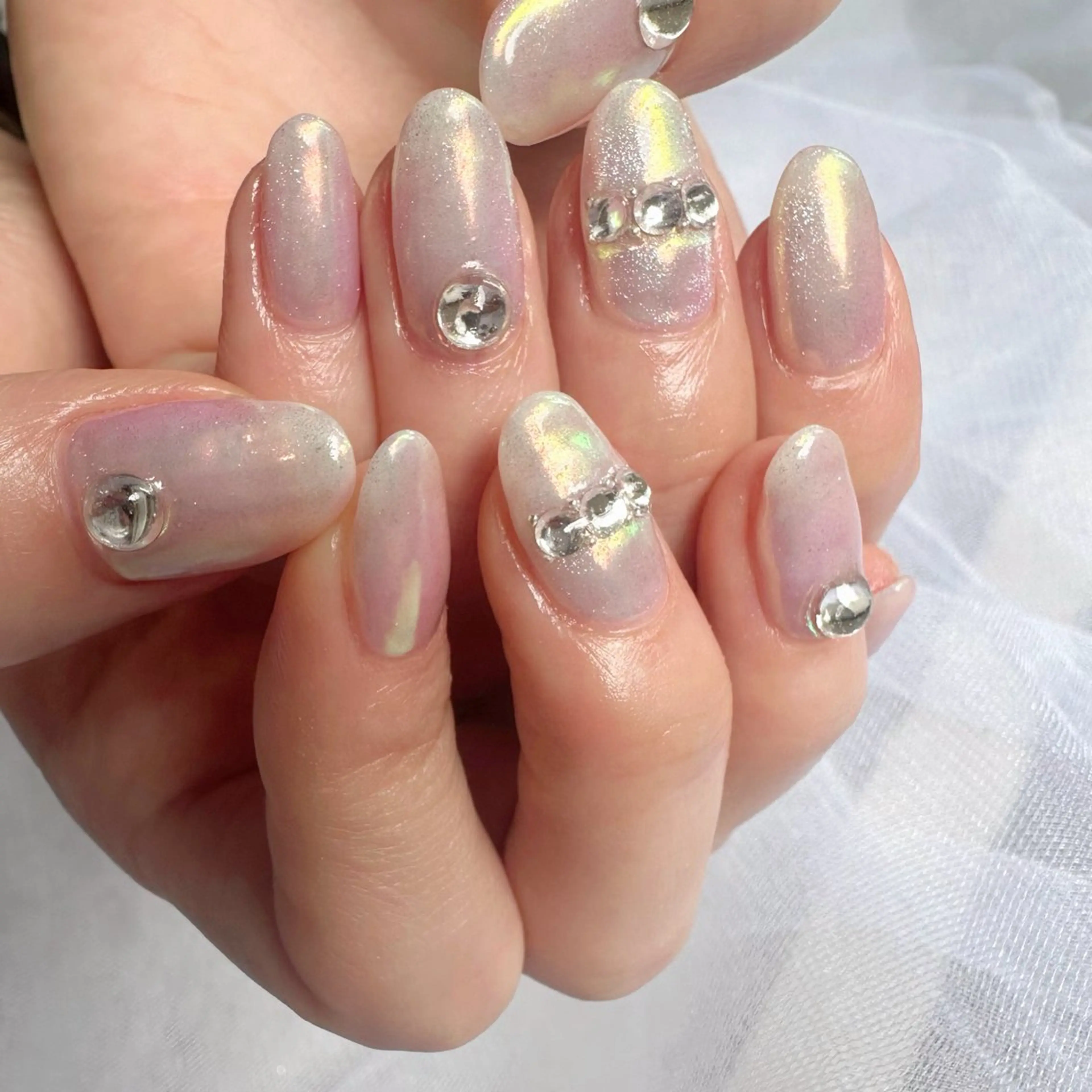 ネイル オーロラネイル クリアネイル 氷ネイル・うるうるネイル キラキラネイル 韓国ネイル 🪞KAPE NAIL 🪞のネイルデザイン