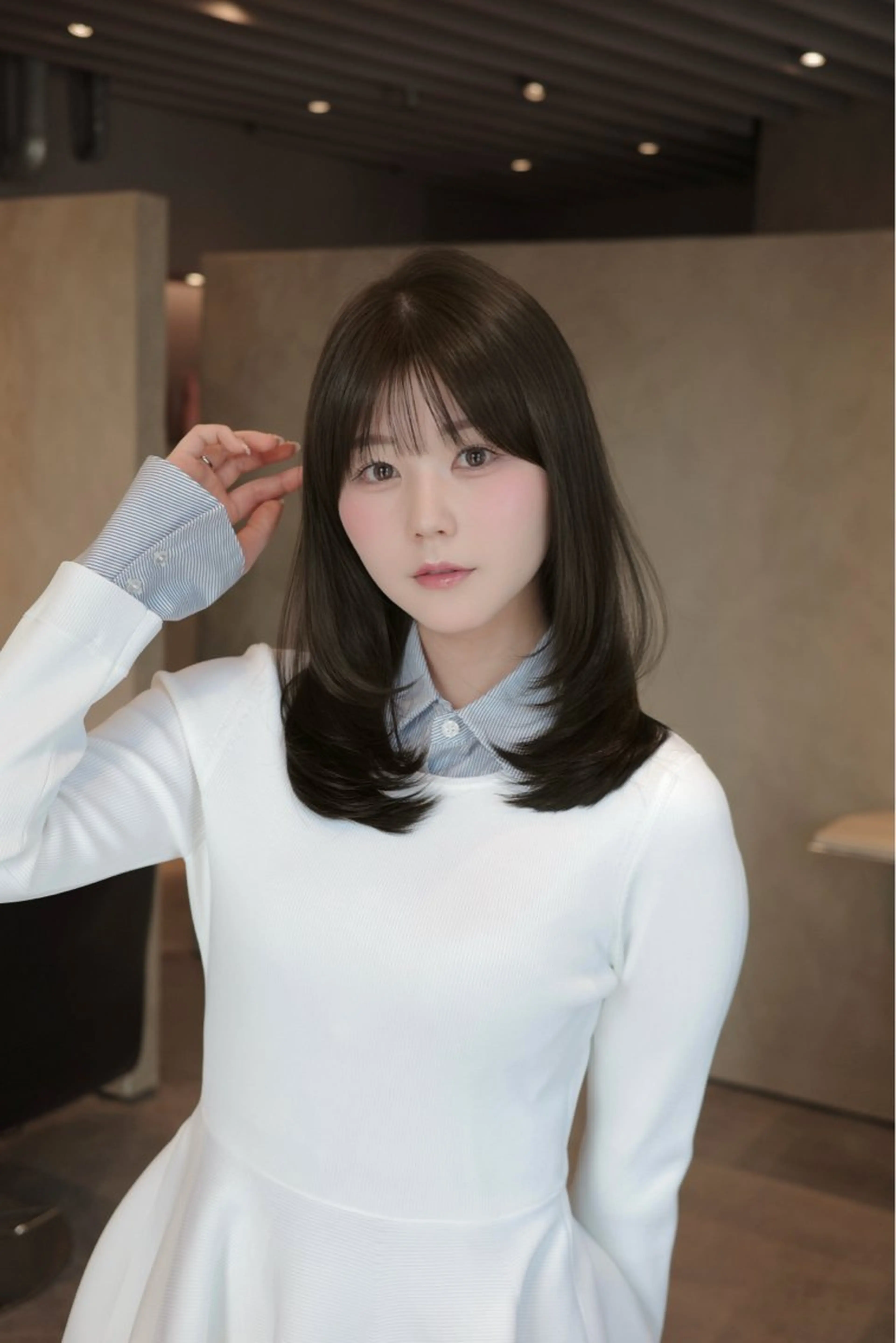 ミディアム レイヤーカット 似合わせカット 美顔形成｜レイヤー ｜青山のヘアスタイル
