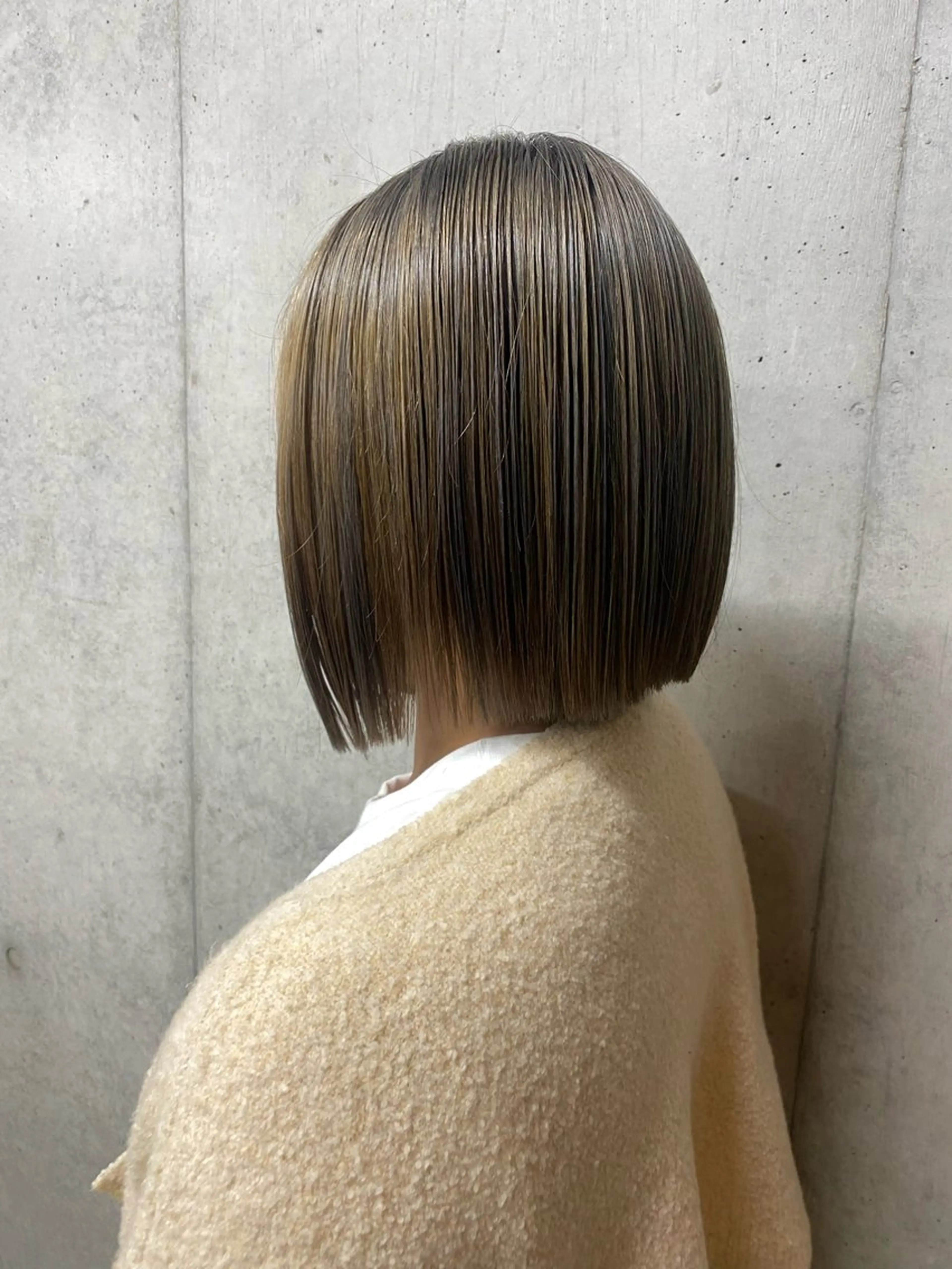 セミロング ボブ くびれヘア シースルーバング 小顔カット カット トリートメント ブリーチなし/暖色/ 透明感/なおやのヘアスタイル