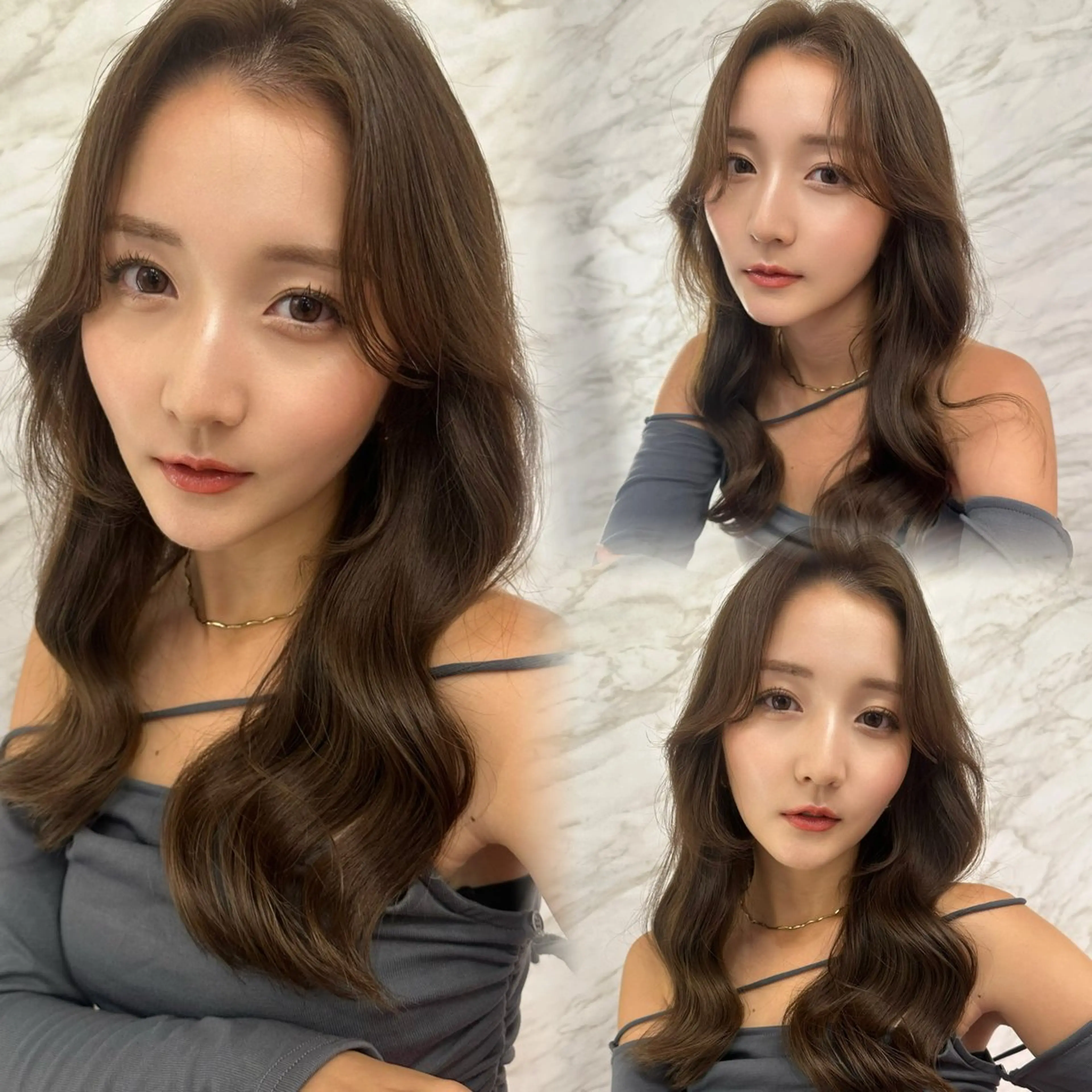 ロング かきあげバング ヨシンモリ 韓国風ヘア レイヤーカット ローレイヤー カット トリートメント ヘアセット 銀座副店長/レイヤー /髪質改善/田島のヘアスタイル