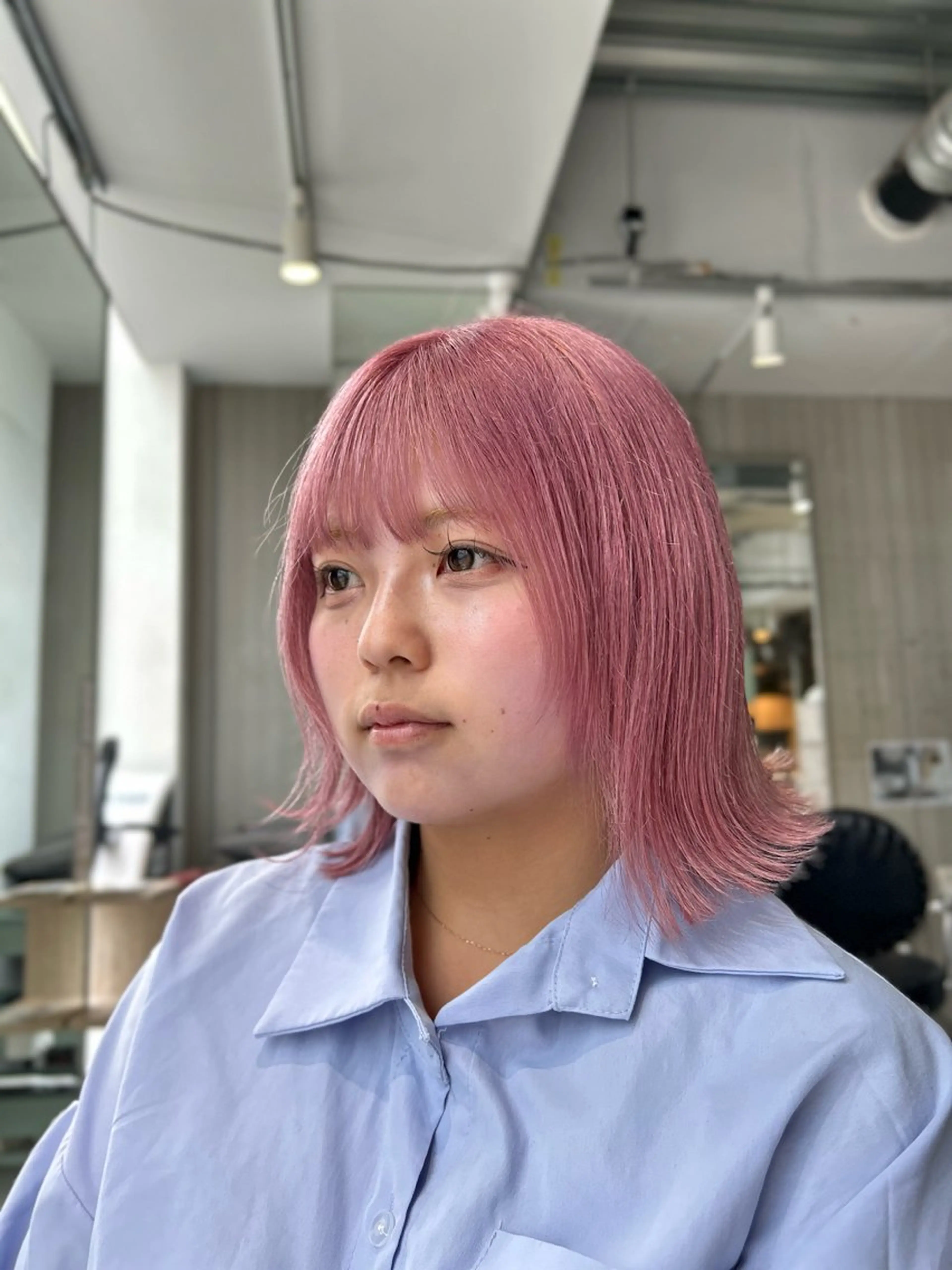 カラー ブリーチ ピンクカラー 大阪美容室 Rioのヘアスタイル