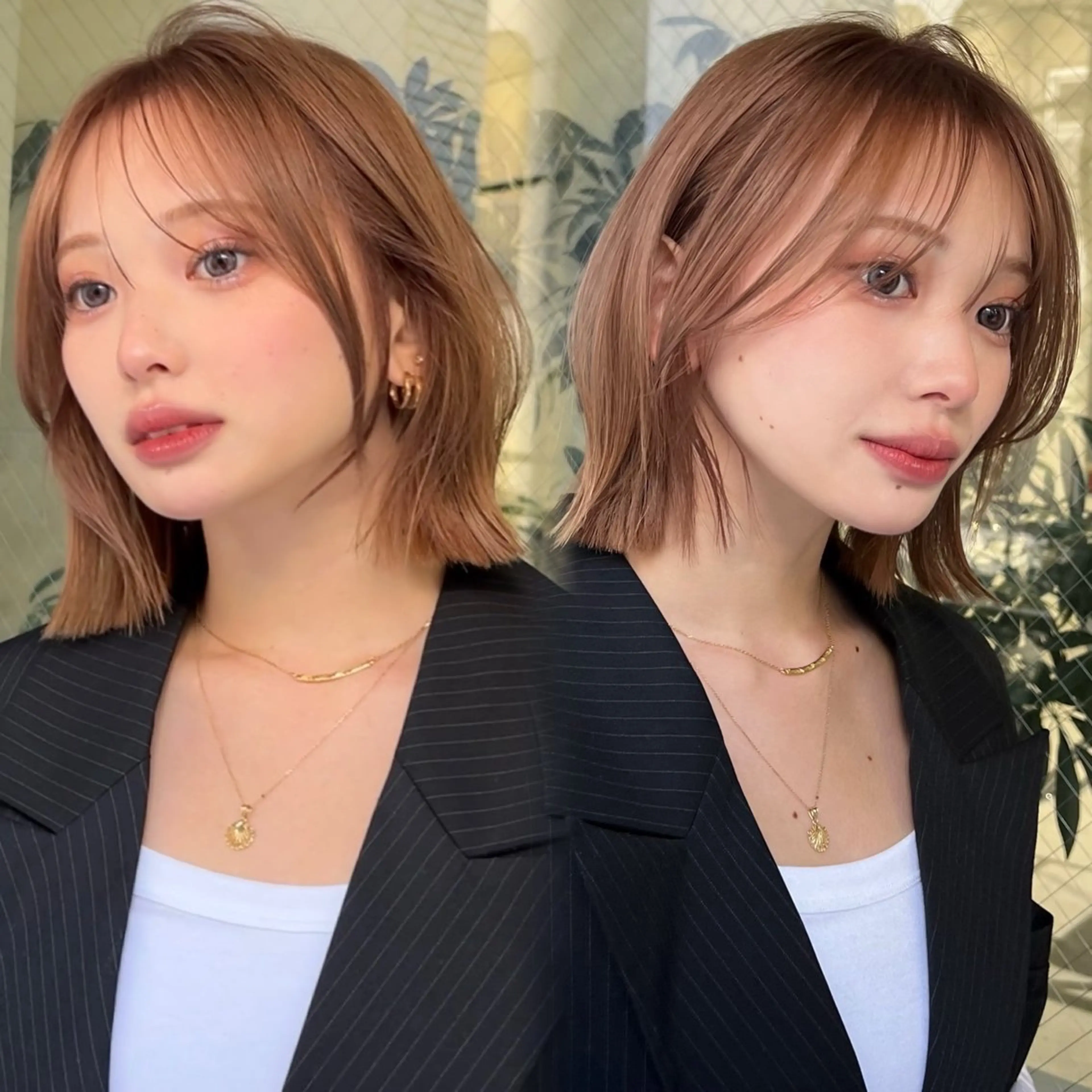 ショート カラー ベージュカラー ブリーチ 透明感カラー ブリーチなしカラー ボブ ボブ/レイヤーカット /表参道 yunaのヘアスタイル