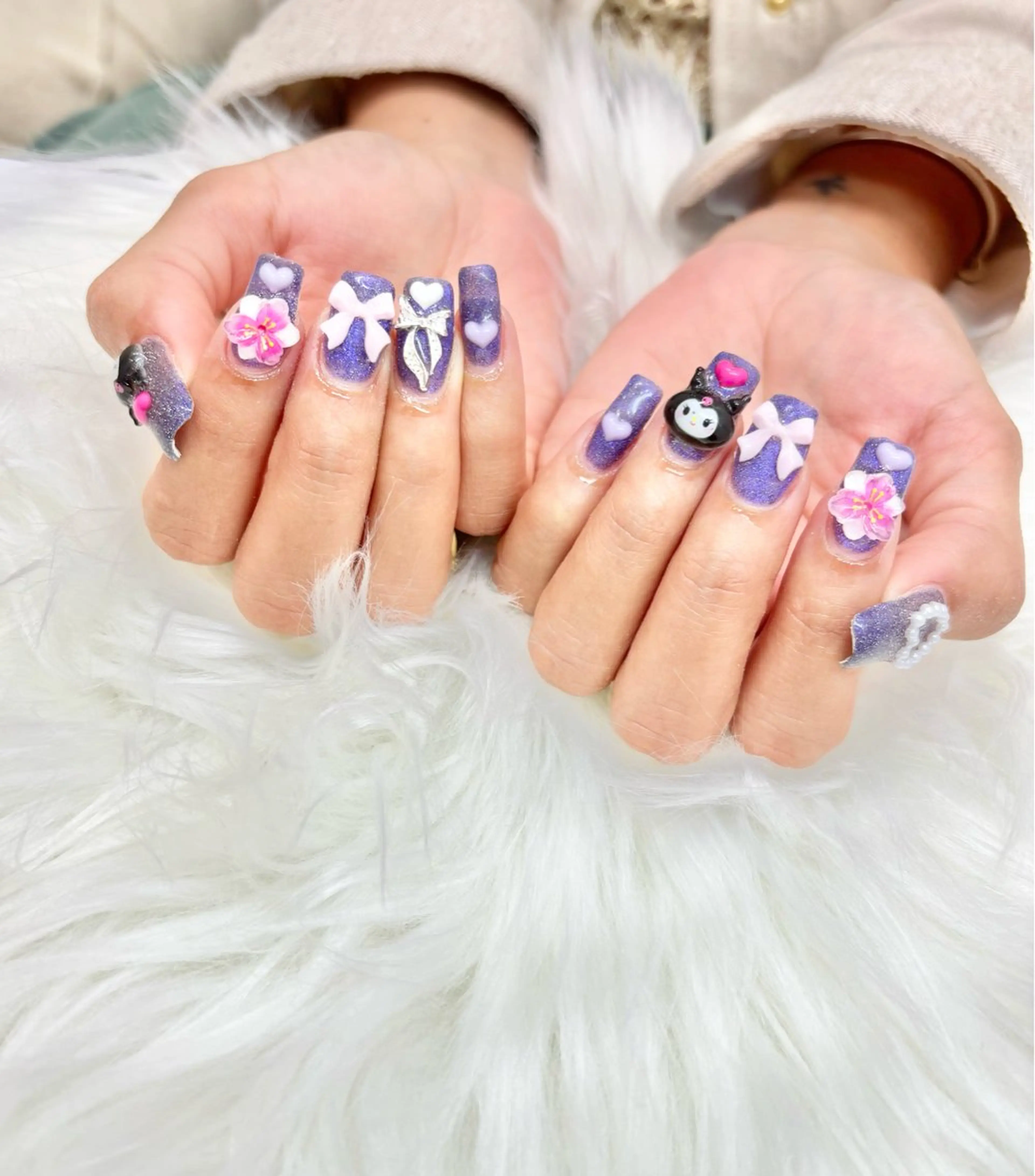 ネイル フラッシュネイル フレンチネイル キラキラネイル 韓国ネイル マグネットネイル VOXJAPAN CHIYURIのネイルデザイン