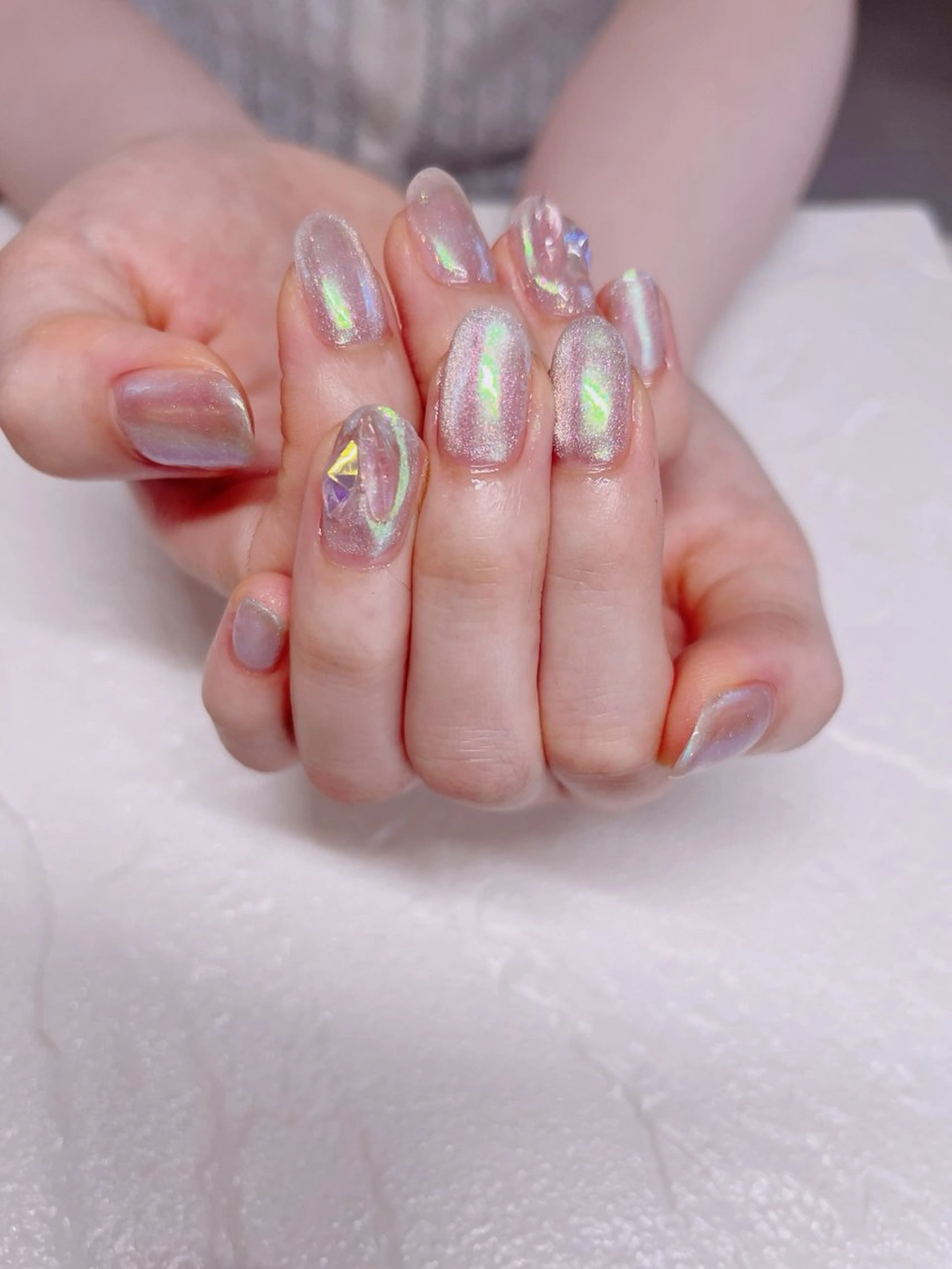 ネイル 氷ネイル・うるうるネイル マグネットネイル ミラーネイル happiness nailのネイルデザイン