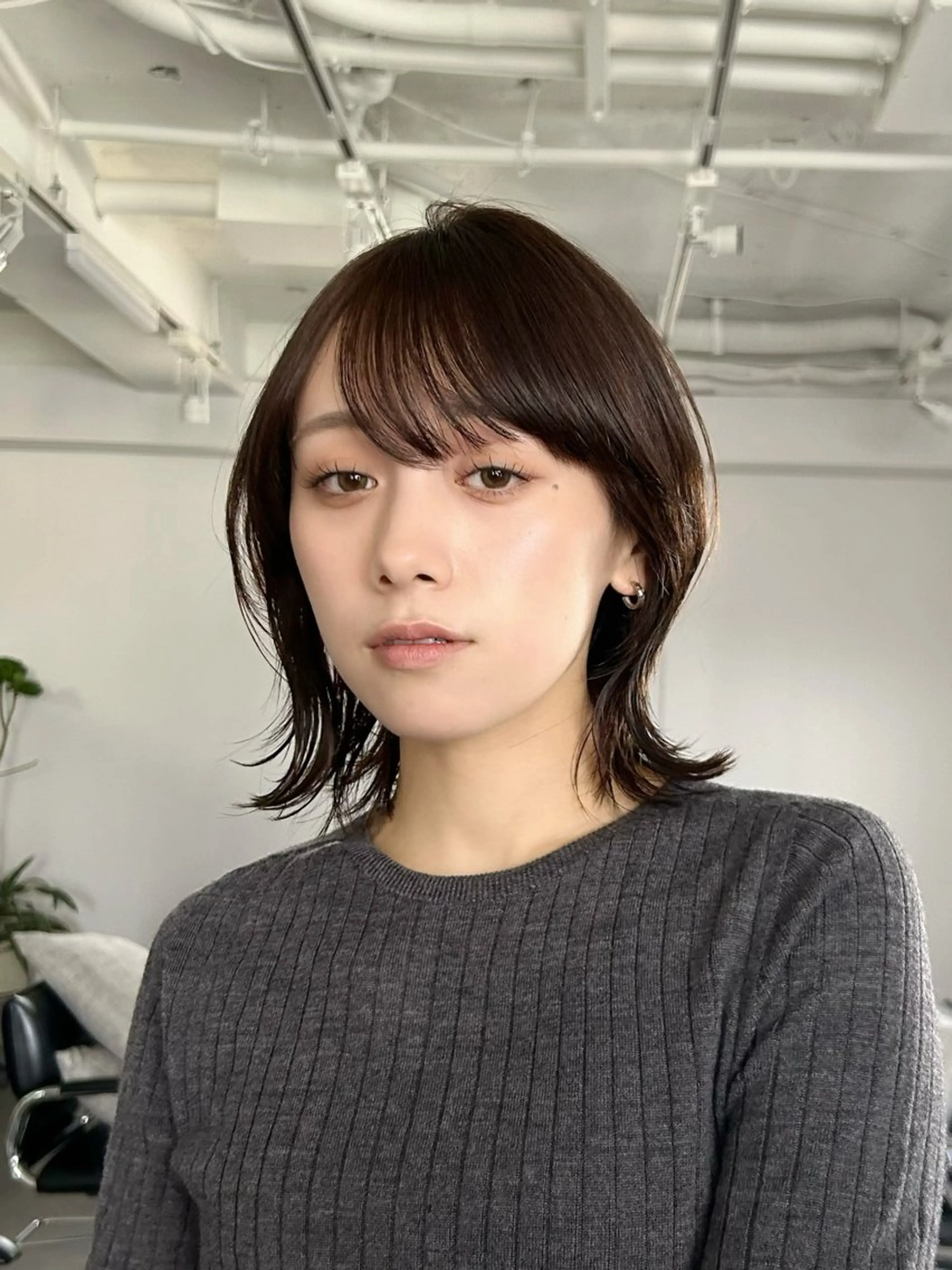 ミディアム カラー ボブ くびれヘア 縮毛矯正 池袋/小顔レイヤー/ 顔まわり/taigaのヘアスタイル