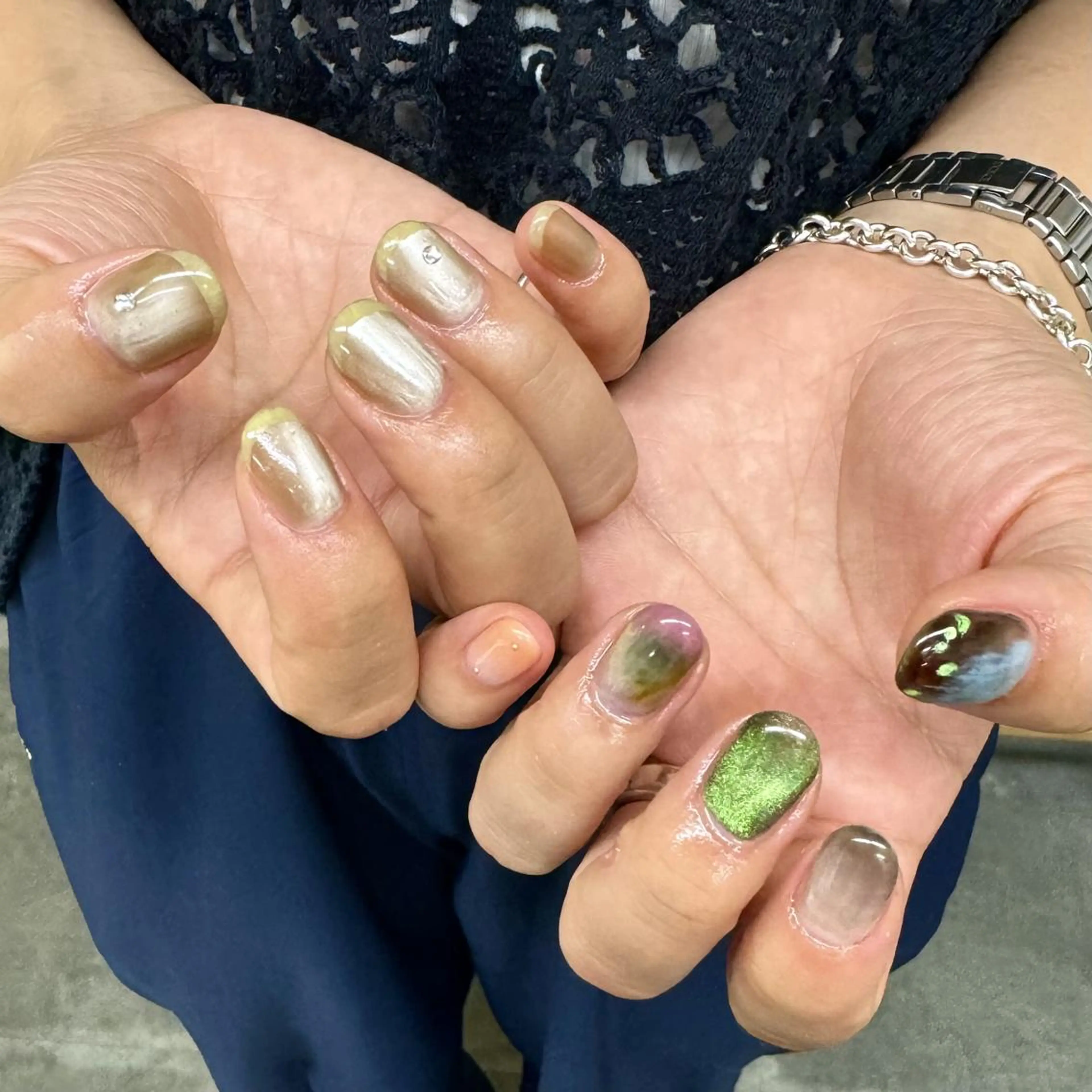 ネイル ジェルネイル 韓国ネイル ニュアンスネイル ワンホンネイル nailstudio eviz新宿店のネイルデザイン