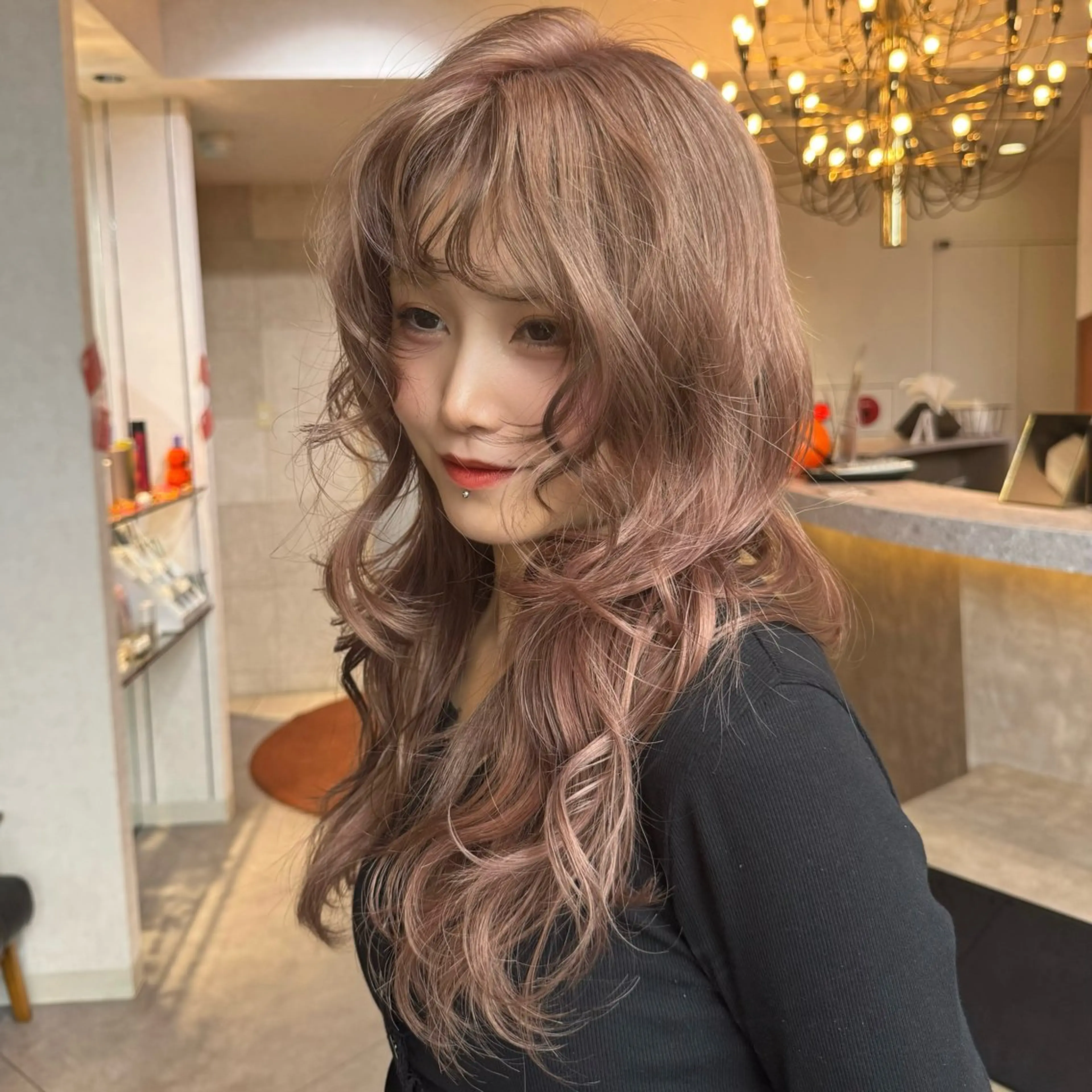 ロング カラー カット ヘアカラー トリートメント 韓国×艶髪 さきのヘアスタイル