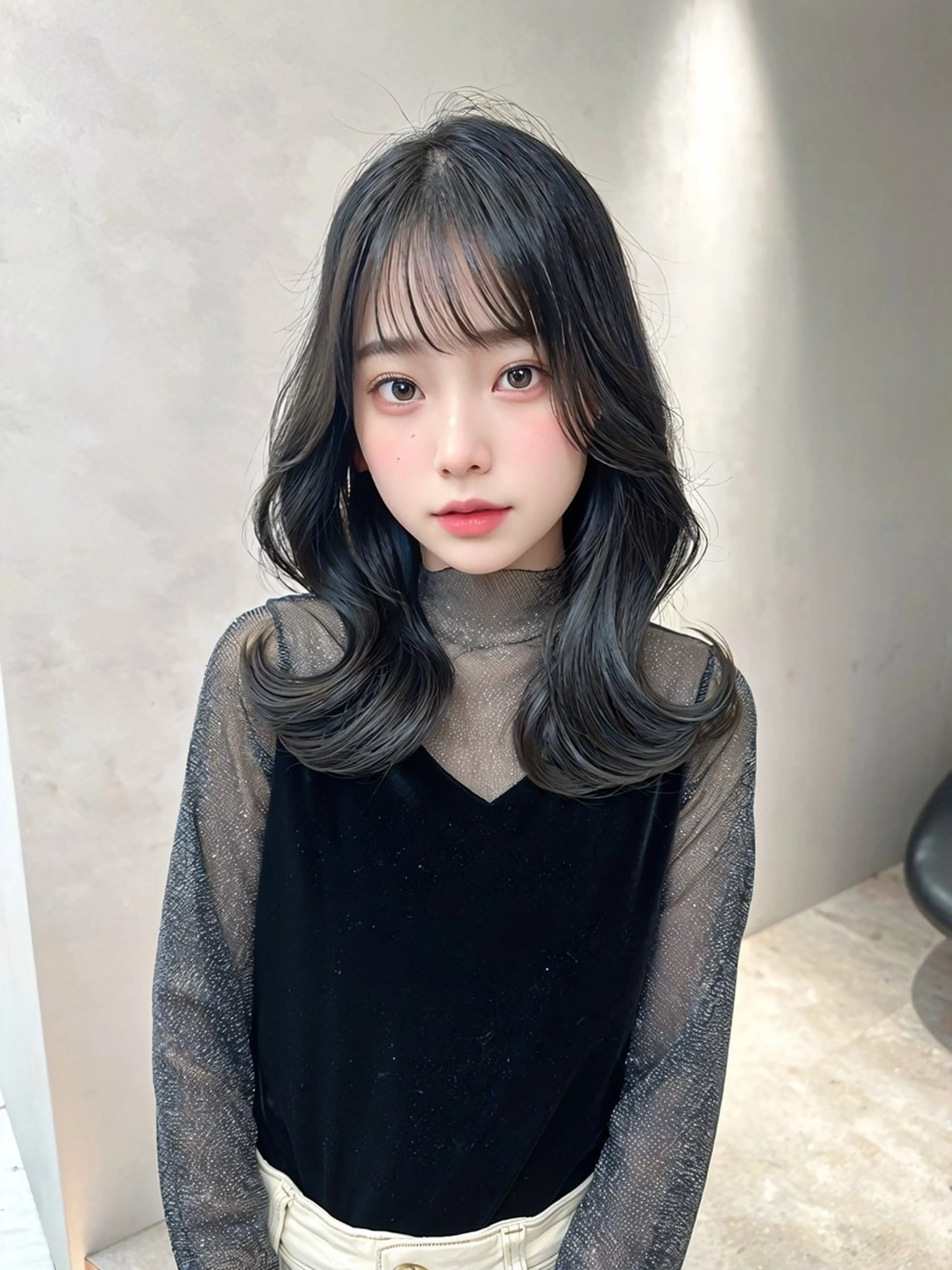 ミディアム カット ヘアカラー 縮毛矯正 トリートメント レイヤー/韓国❣️ 髪質改善/e_kiのヘアスタイル