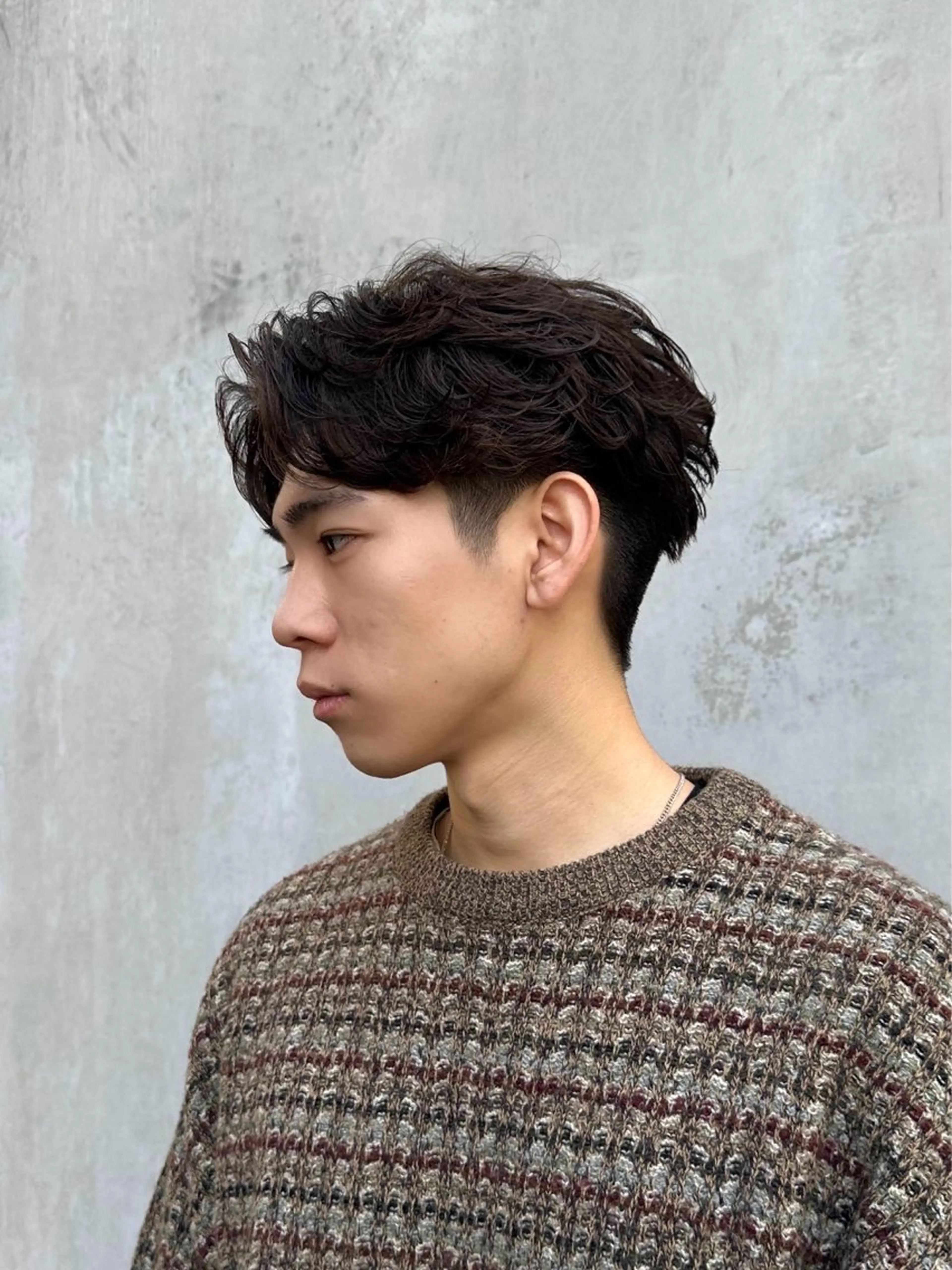 ミディアム パーマ メンズ センターパート カット パーマ 💈原宿指名No.1 センターパート💈のヘアスタイル