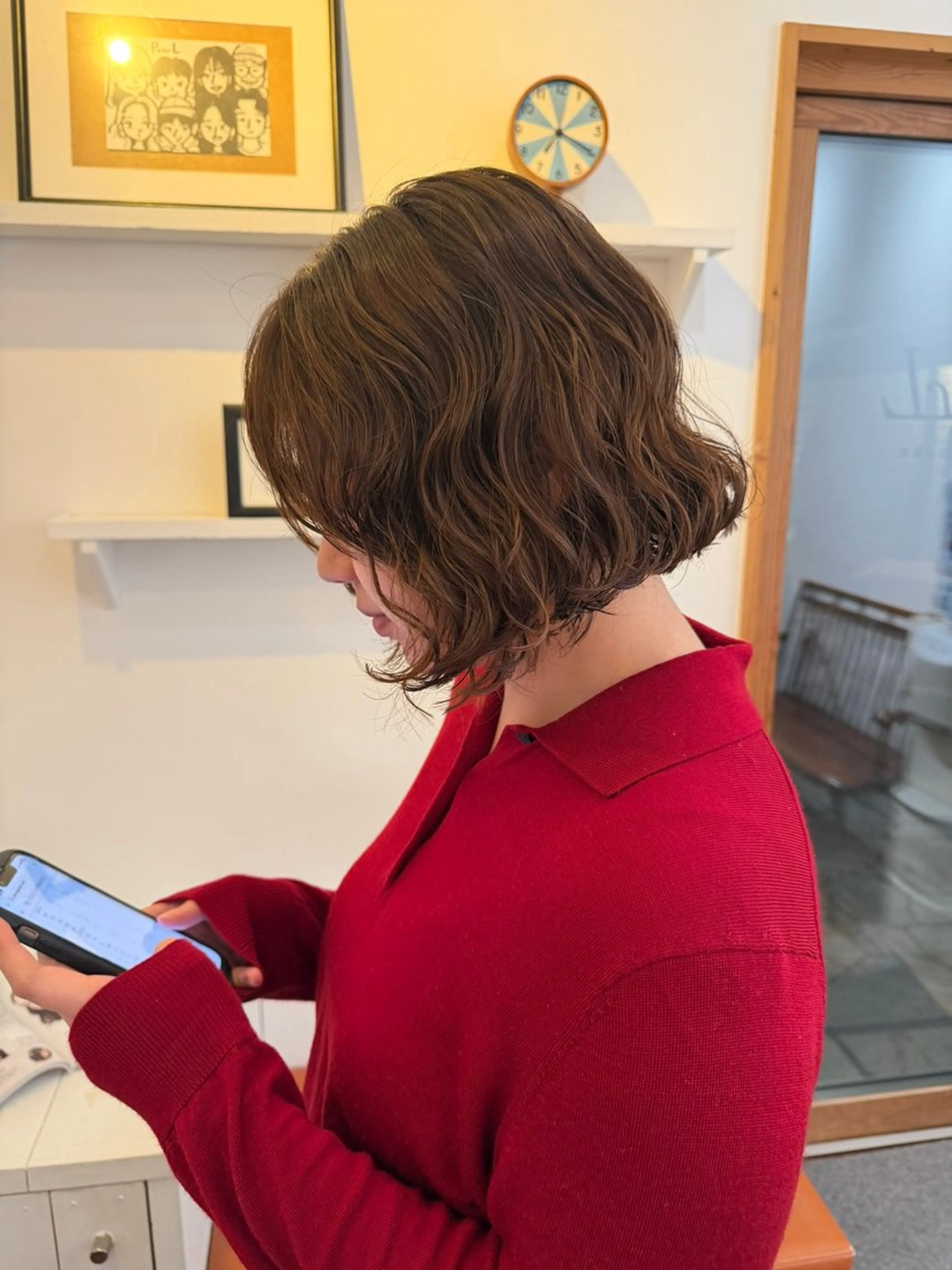 ミディアム カラー パーマ ヘアアレンジ ミディアムパーマ ボブ カット パーマ トリートメント 髪質改善ストレート✨ パーマヘア✨YUKIのヘアスタイル