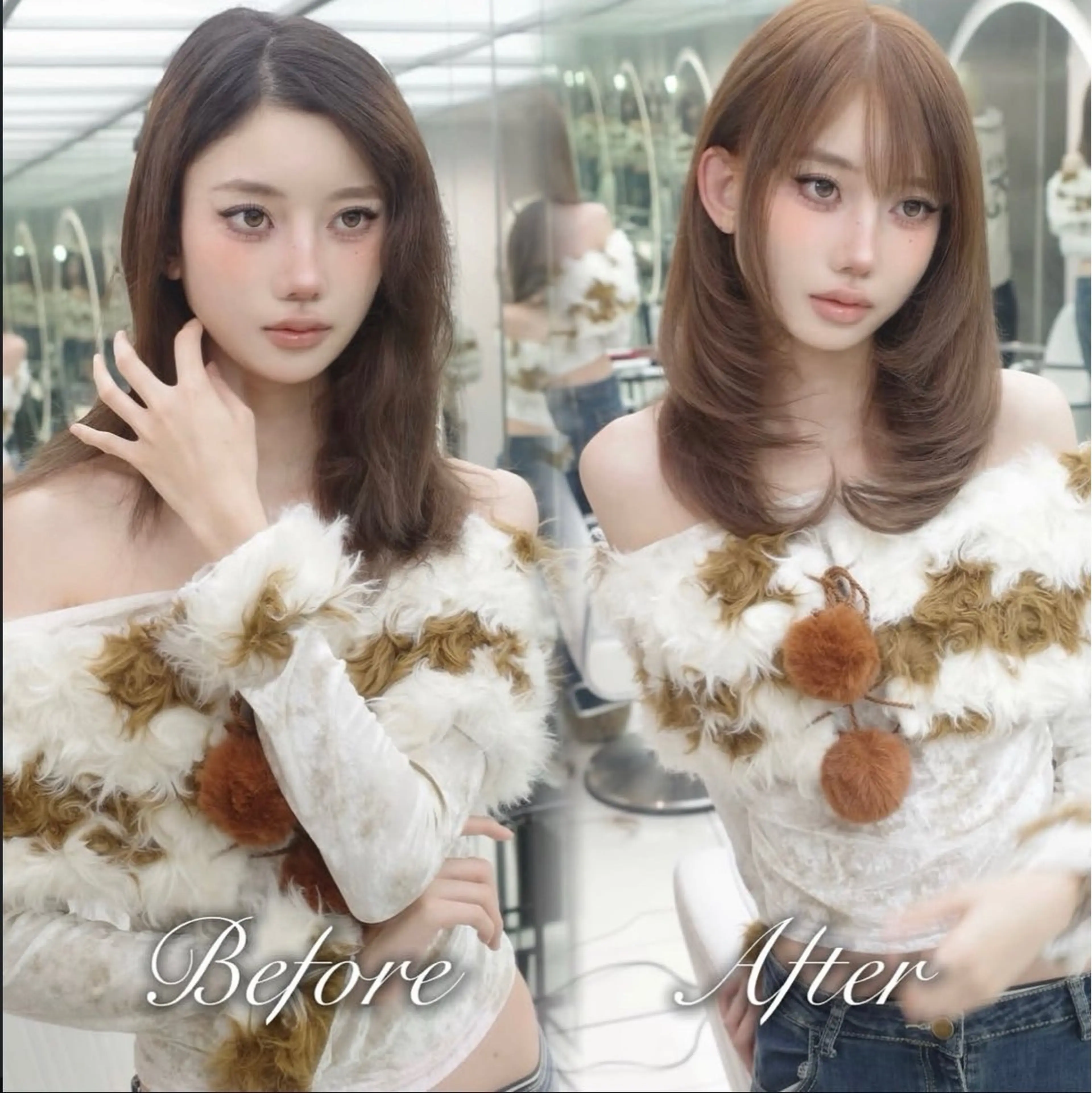 ミディアム ヘアカラー トリートメント がわ/ハイレイヤー /ハイトーンカラーのヘアスタイル