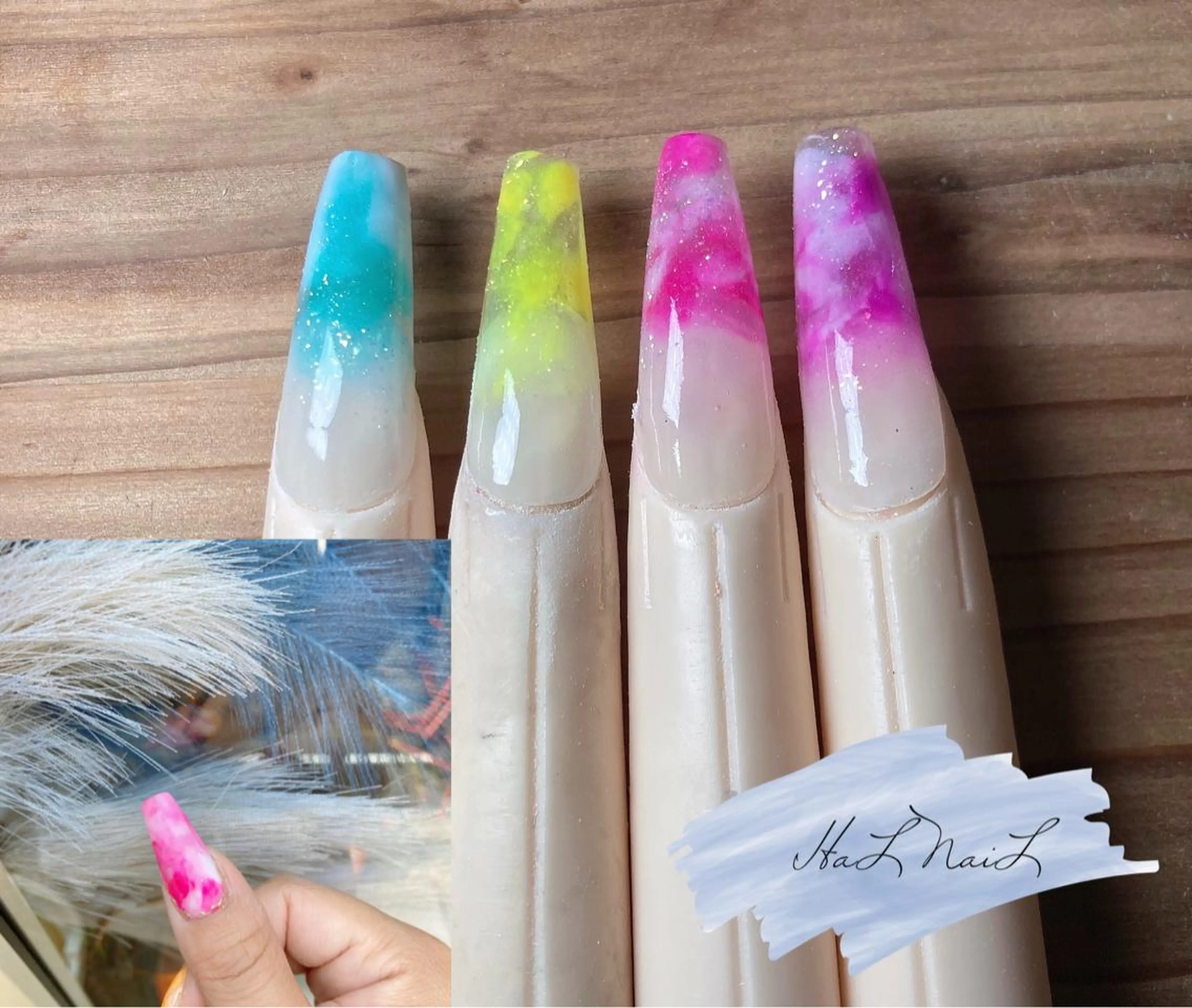 ネイル クリアネイル 大理石ネイル(マーブル) ホワイト ハンドネイル HaL NaiLのネイルデザイン