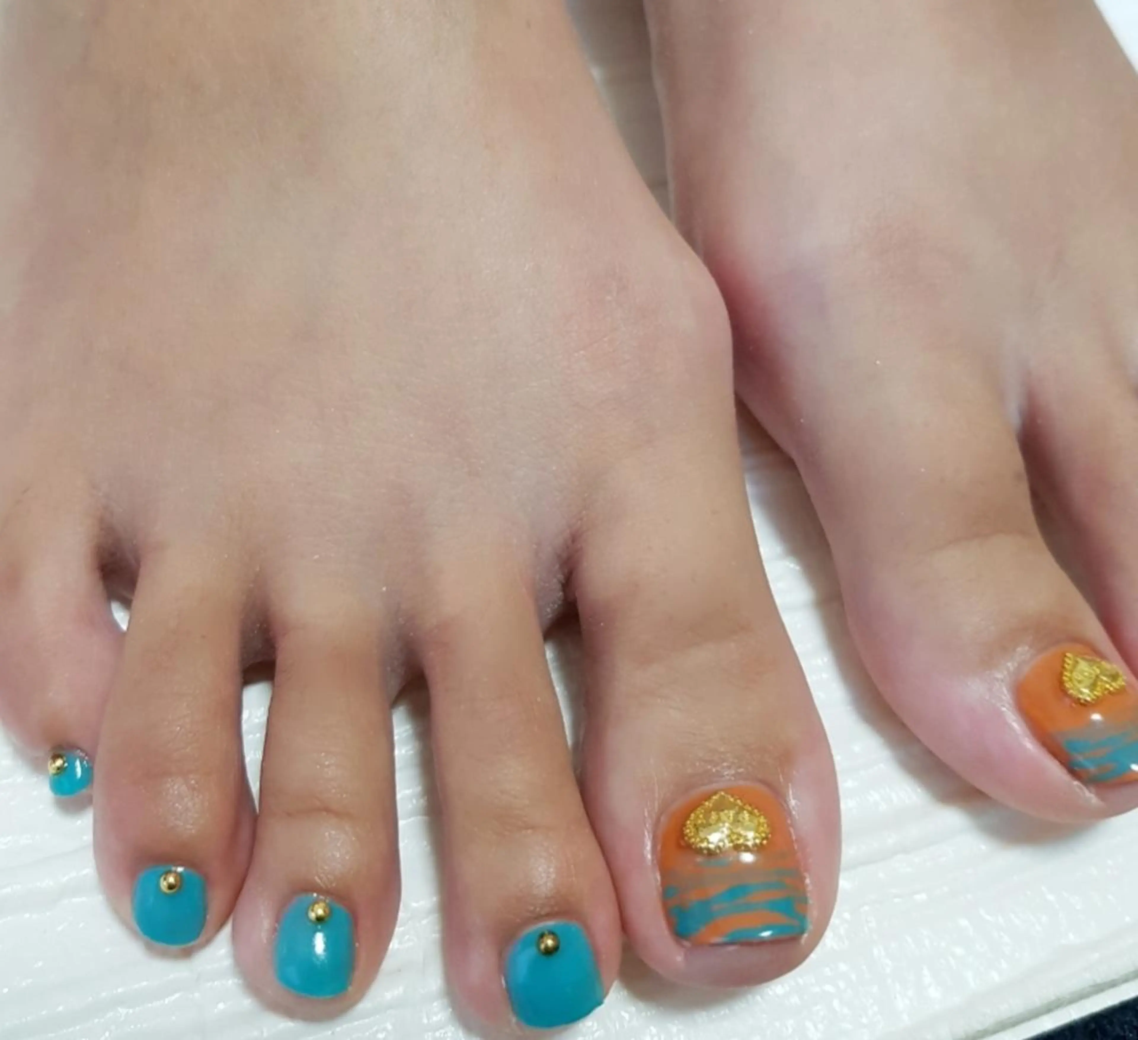 ネイル ブルー 持ち込み オレンジ Fa.Stella ファステラ のネイルデザイン