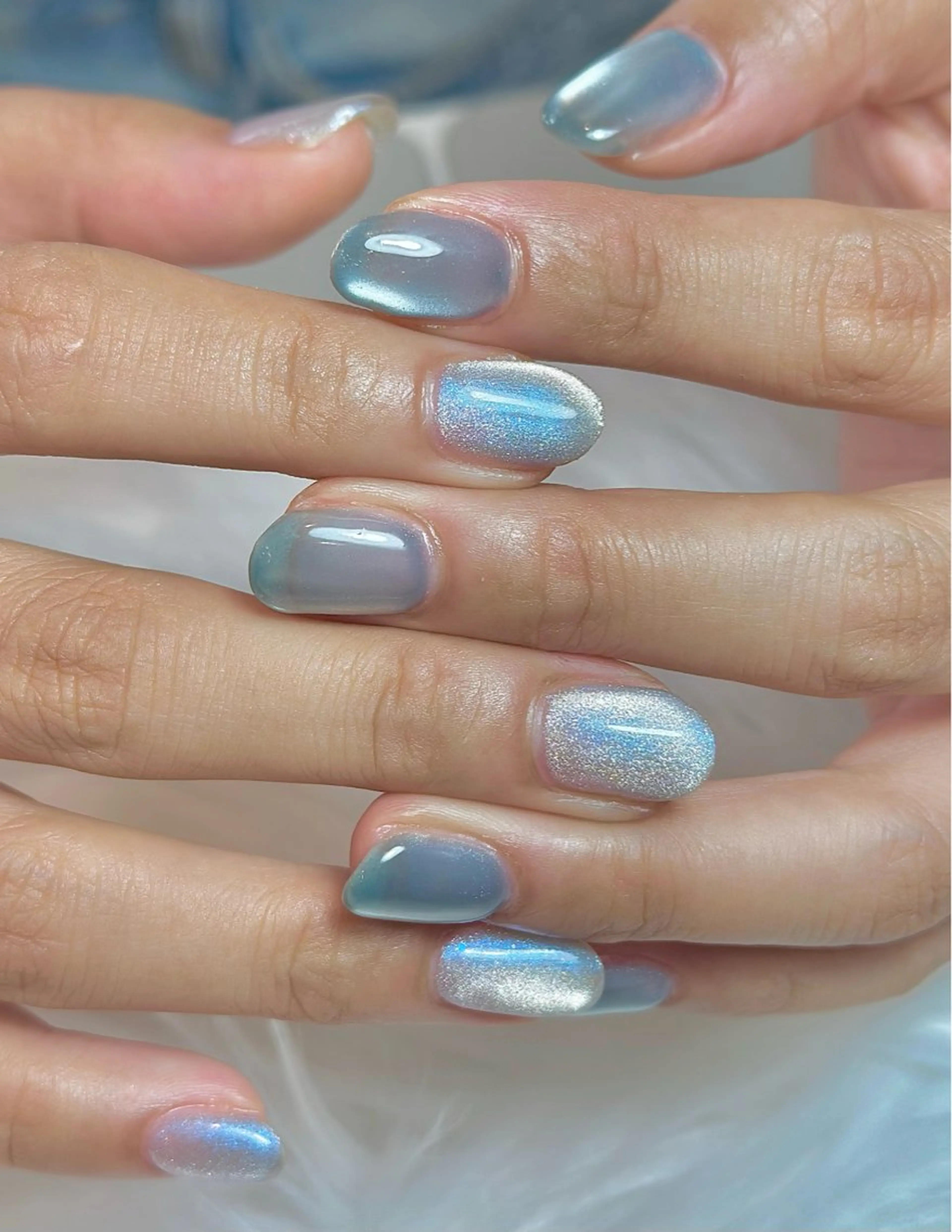 ネイル ブルー マグネットネイル ハンドネイル m_nail所属・O Mayaのネイルデザイン