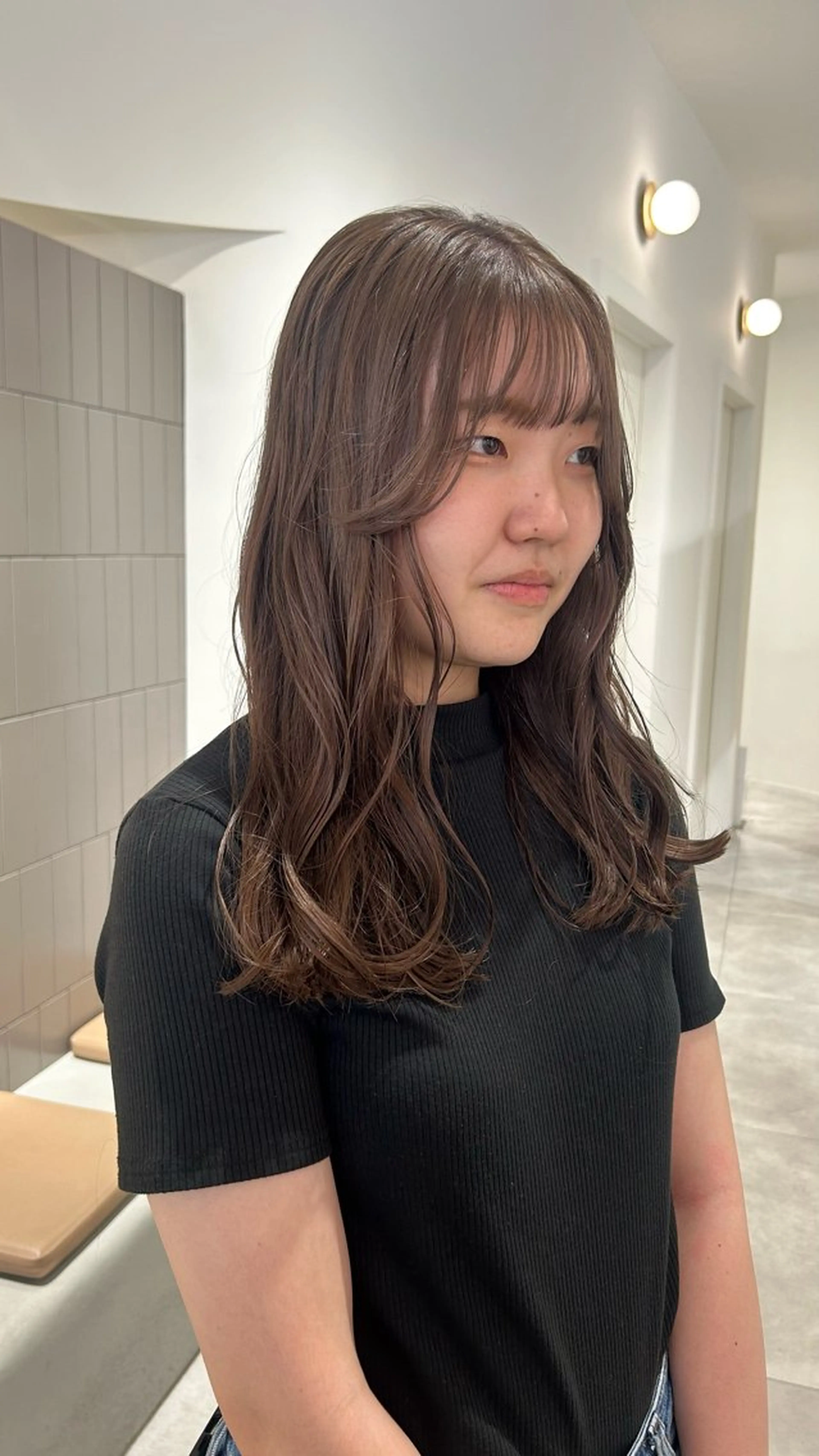 セミロング カラー ベージュカラー ブラウンカラー ヘアカラー オリーブベージュ/ ブリーチなし透明感のヘアスタイル