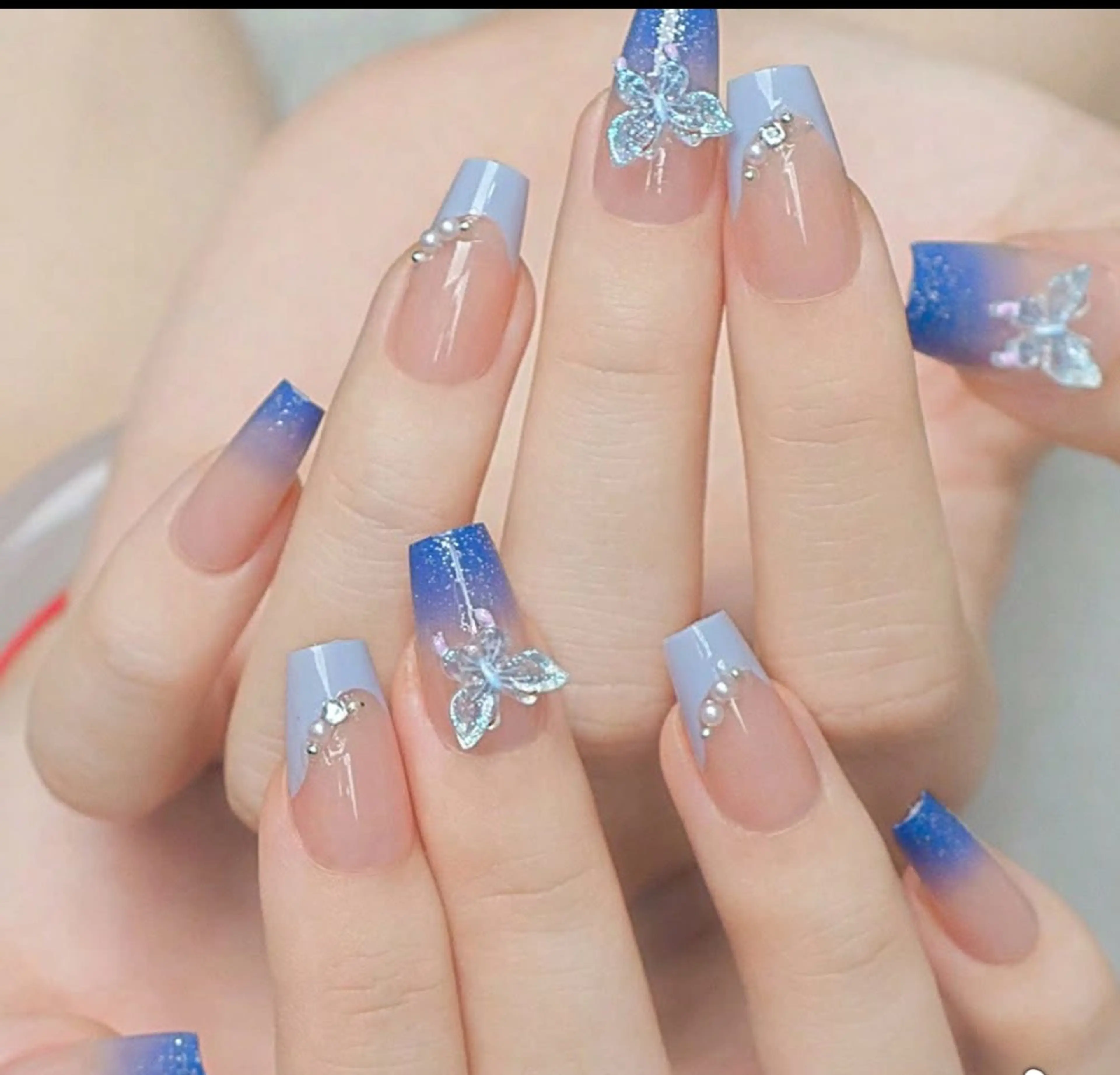 ネイル チークネイル 長さ出し フラッシュネイル フレンチネイル グラデーション ハンドネイル AN NAIL SALONのネイルデザイン