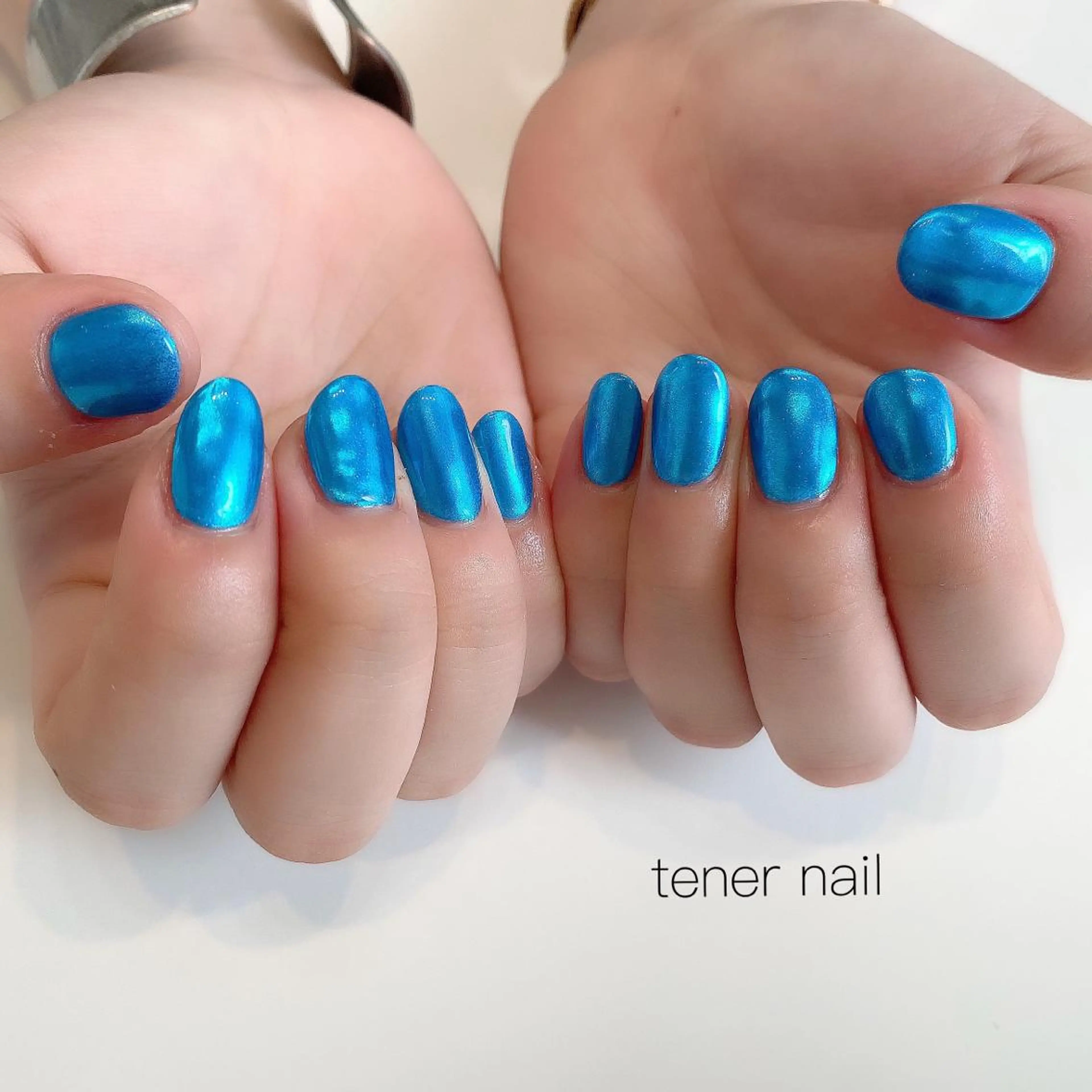 ネイル ブルー ミラーネイル テネルネイル tener nailのネイルデザイン