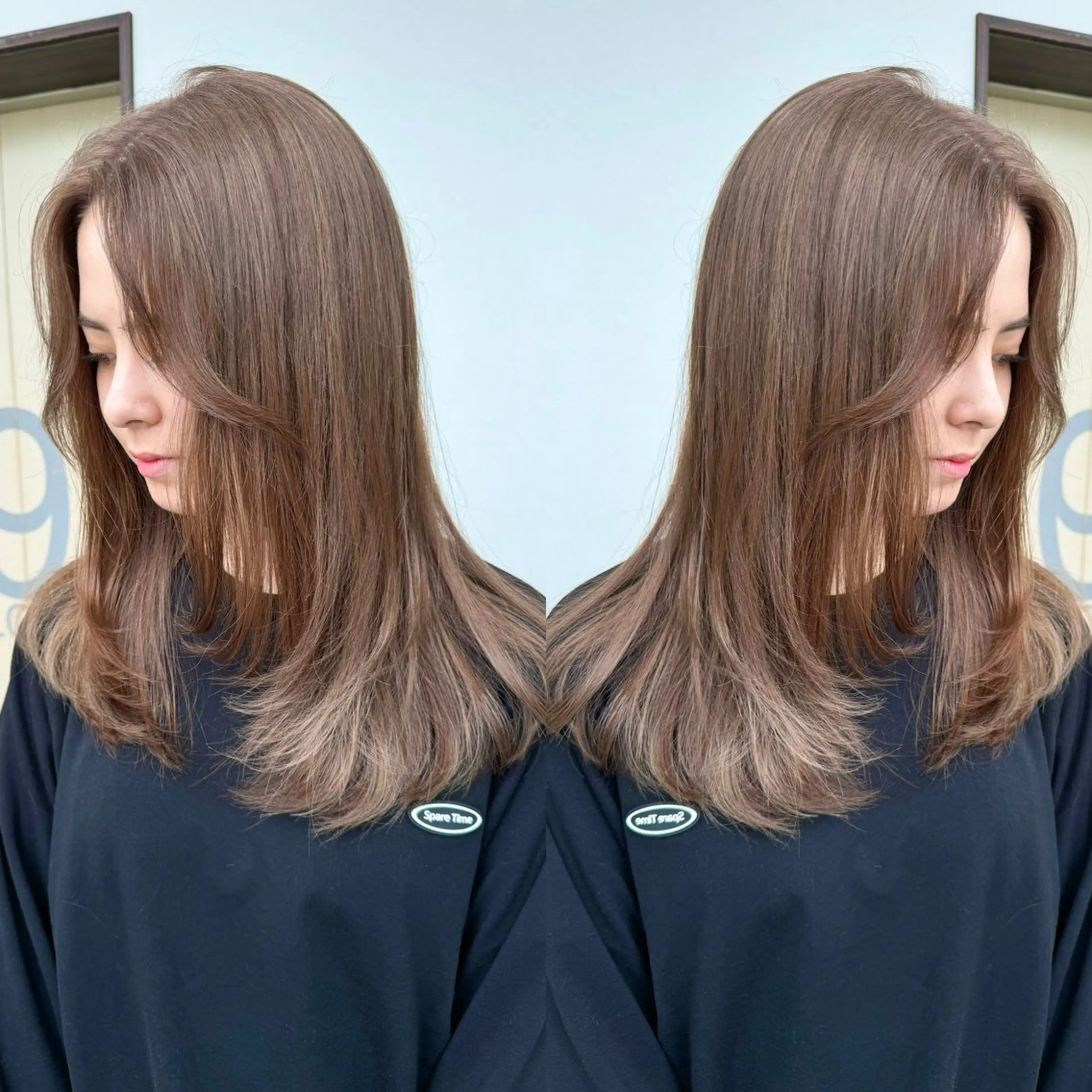 セミロング カラー レイヤーカットモデル 募集/藤原一真のヘアスタイル