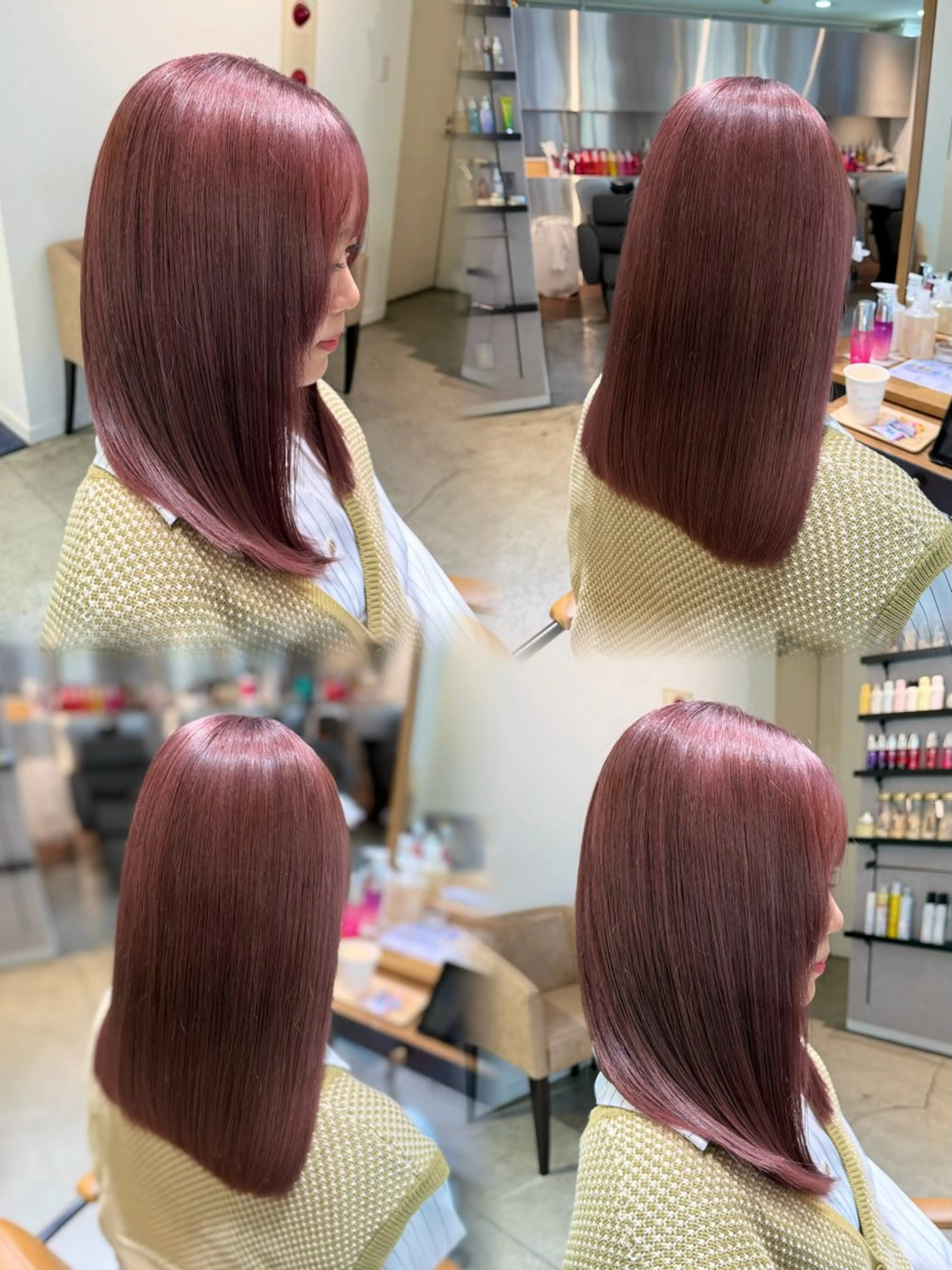 ミディアム カラー 透明感カラー ラベンダーカラー ピンクカラー カット ヘアカラー トリートメント 髪質改善/韓国風 🦕ＡＫＡＲＩ🩵のヘアスタイル
