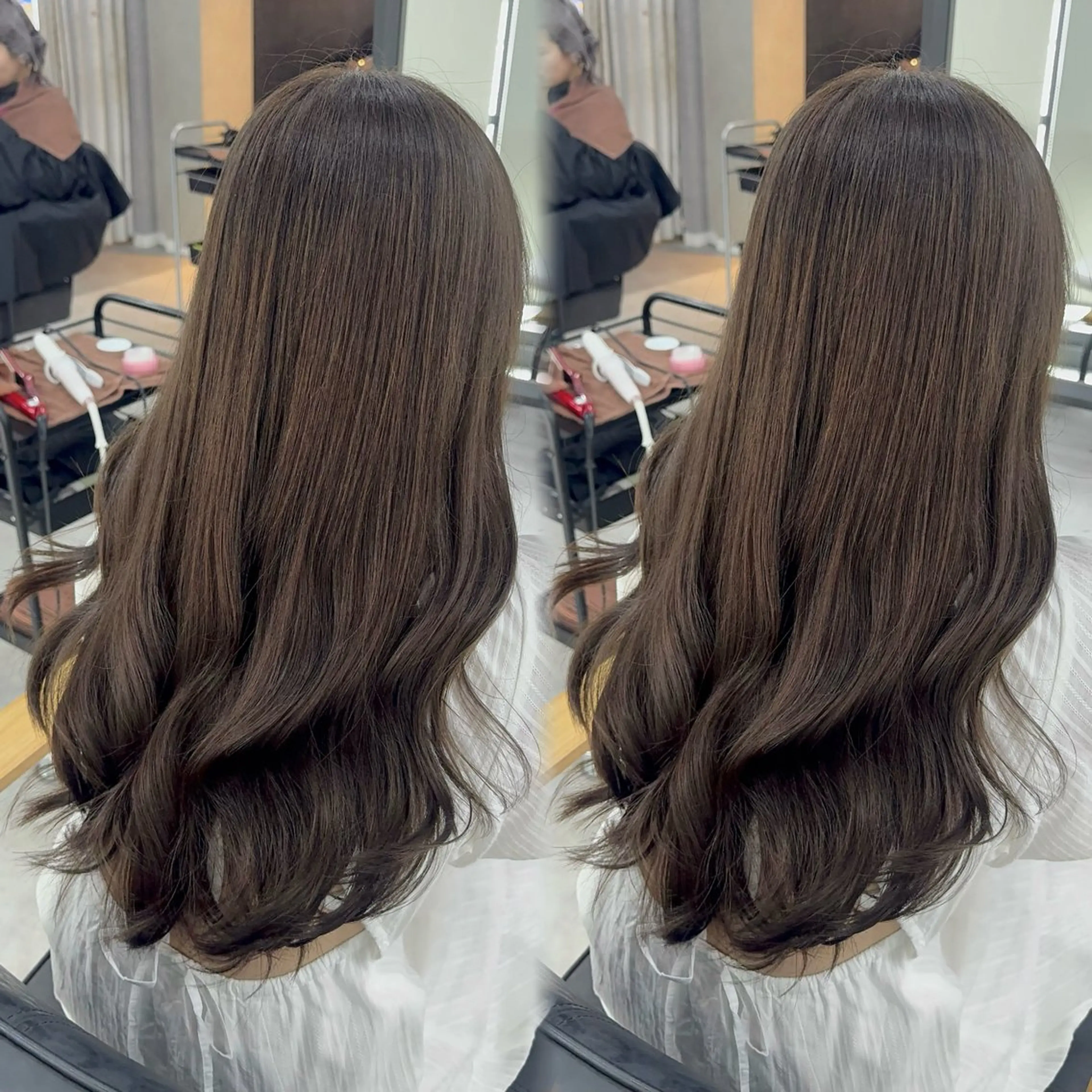 ロング カラー アッシュ アッシュブラウン ベージュカラー 黒髪 ブリーチ カット ヘアカラー トリートメント 赤み無し柔らかカラー 【梅田】madokaのヘアスタイル