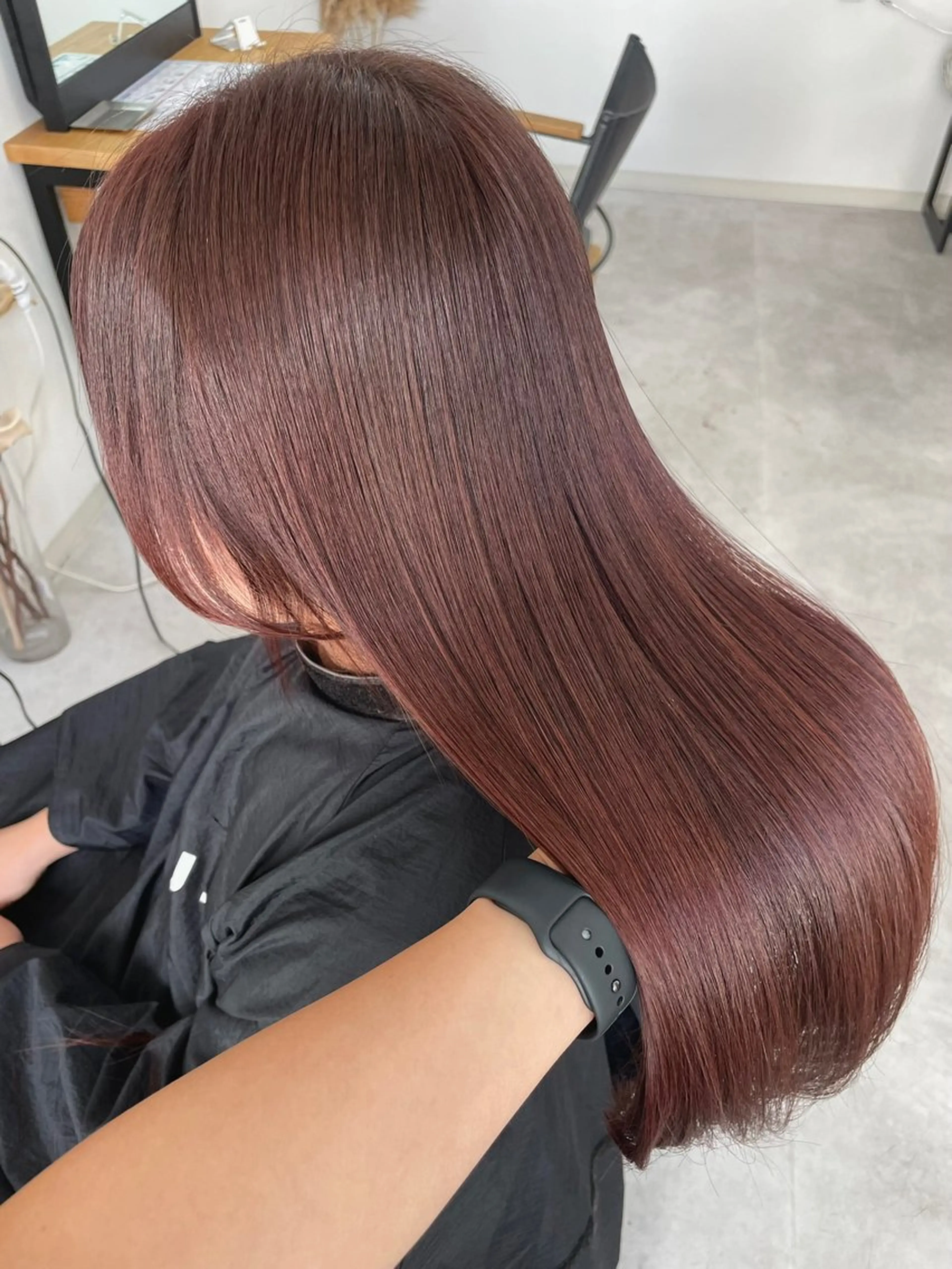 ロング カラー ブラウンカラー ピンクカラー ピンクブラウン ヘアカラー トリートメント Mina/岡山/矯正 ブリーチ/レイヤーのヘアスタイル