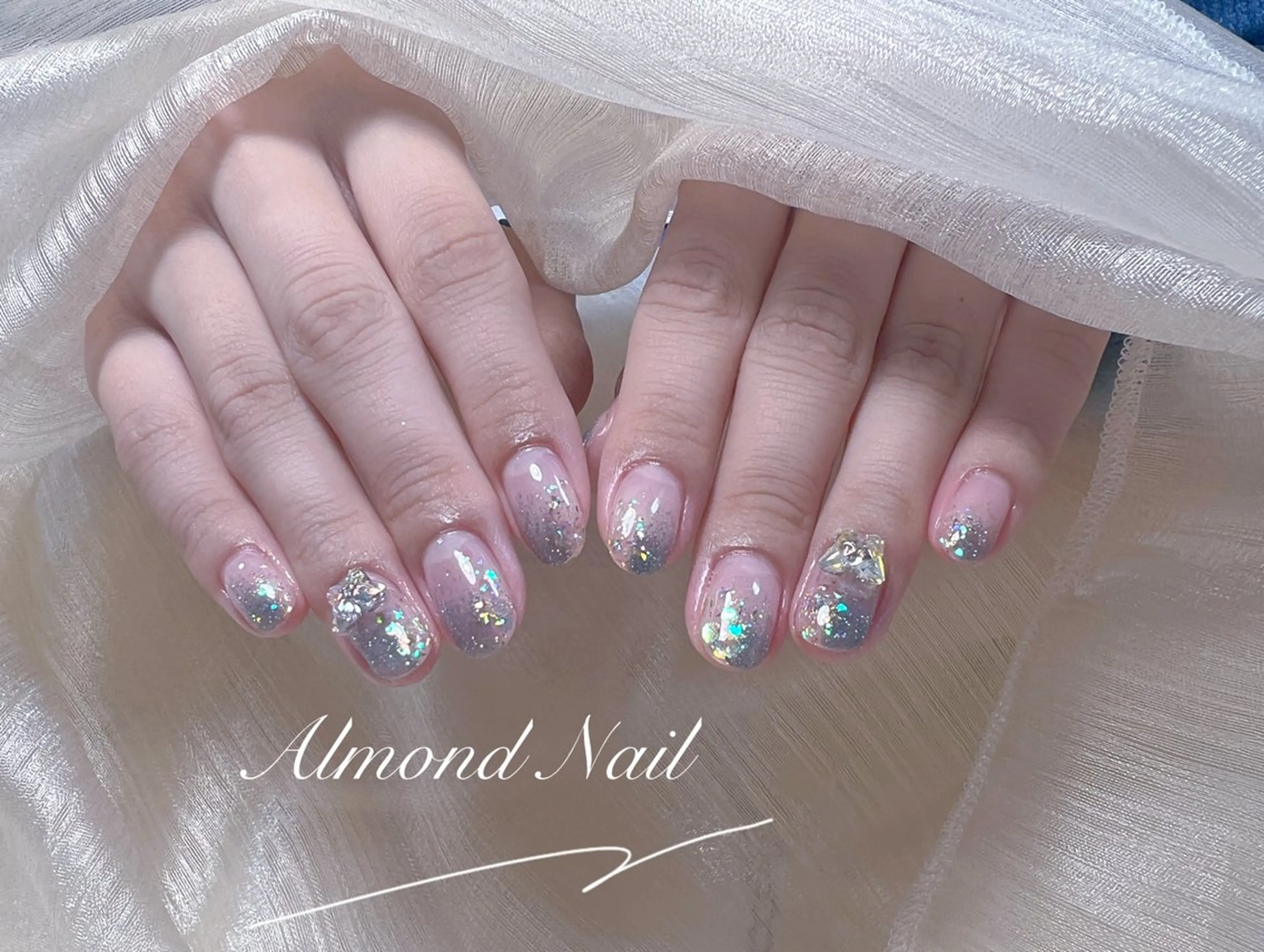 ネイル 長さ出し フラッシュネイル フットネイル フレンチネイル ジェルネイル Almond Nail 亀戸のネイルデザイン