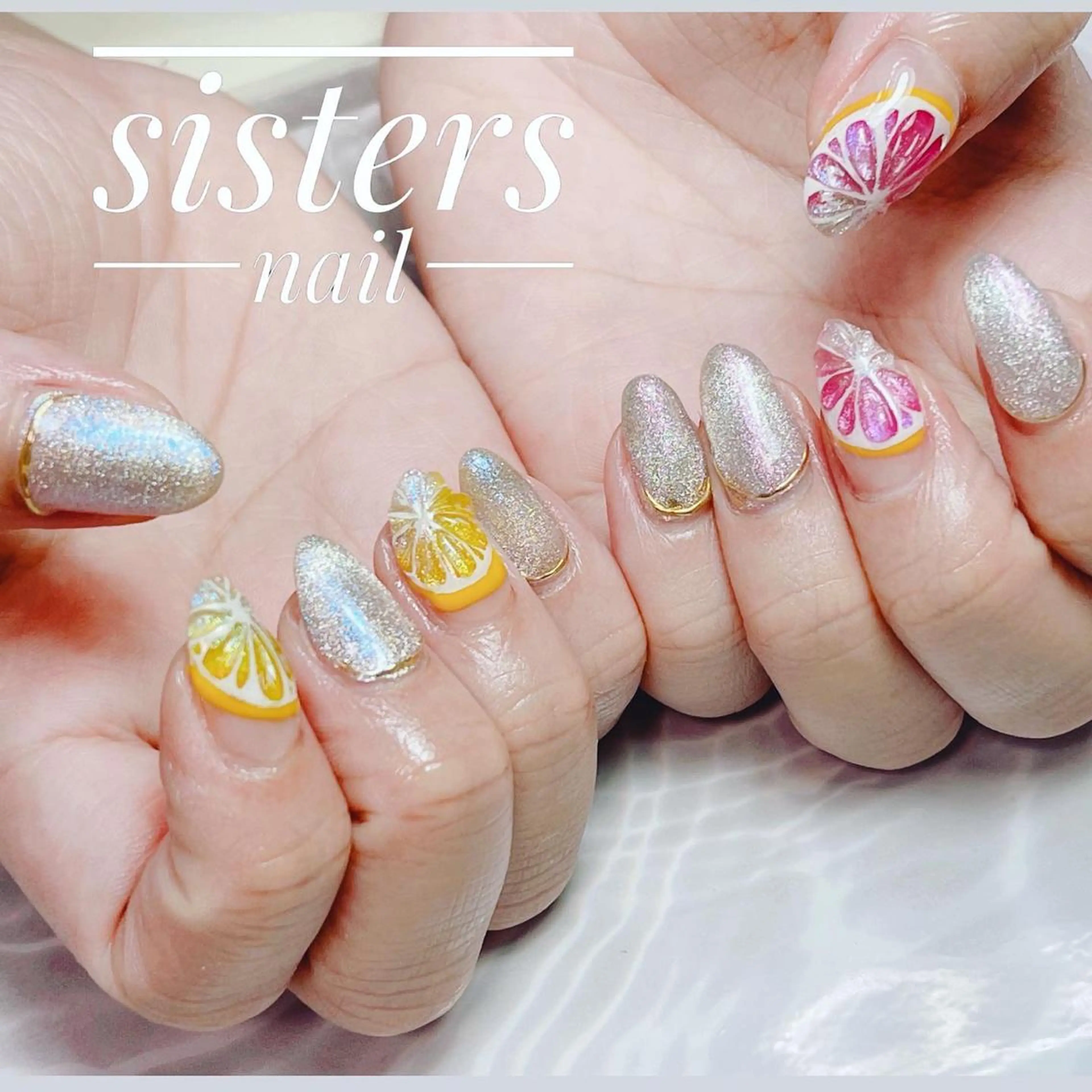 ネイル アートネイル マグネットネイル ピンク 夏ネイル sisters nail.fのネイルデザイン