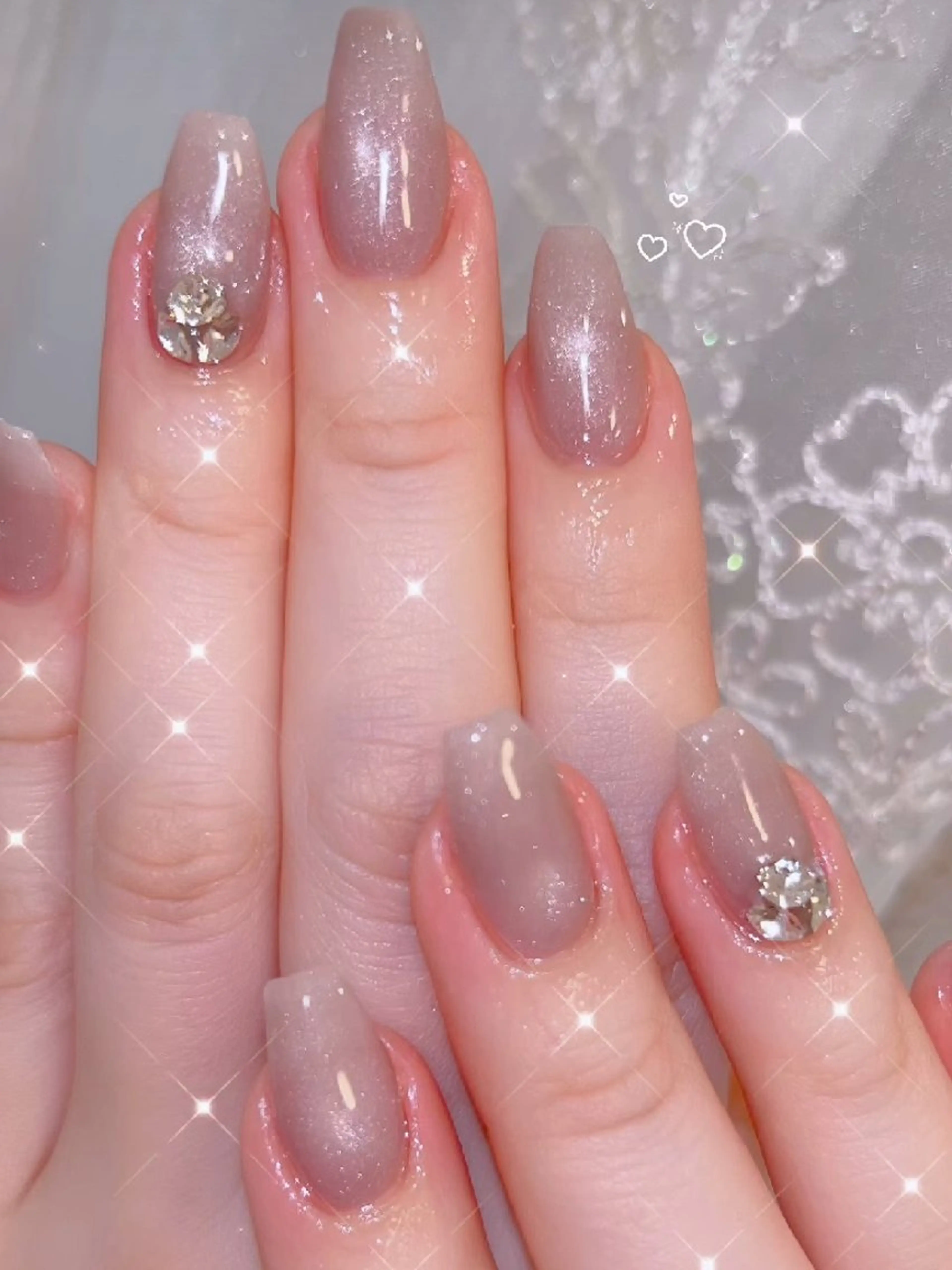 ネイル 長さ出し ジェルネイル 韓国ネイル マグネットネイル ニュアンスネイル ハンドネイル I LOVE ME NAIL.｡.:*♡のネイルデザイン