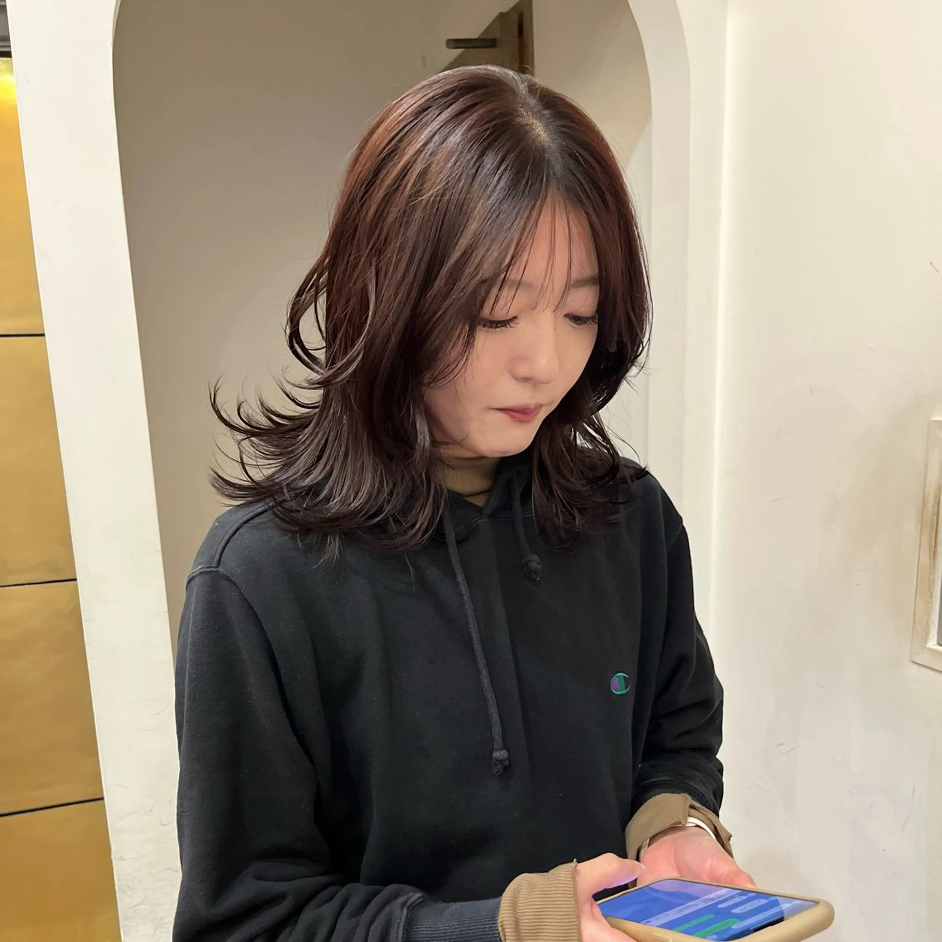 ミディアム カット ヘアカラー asuka/暖色 /レイヤー/ボブのヘアスタイル