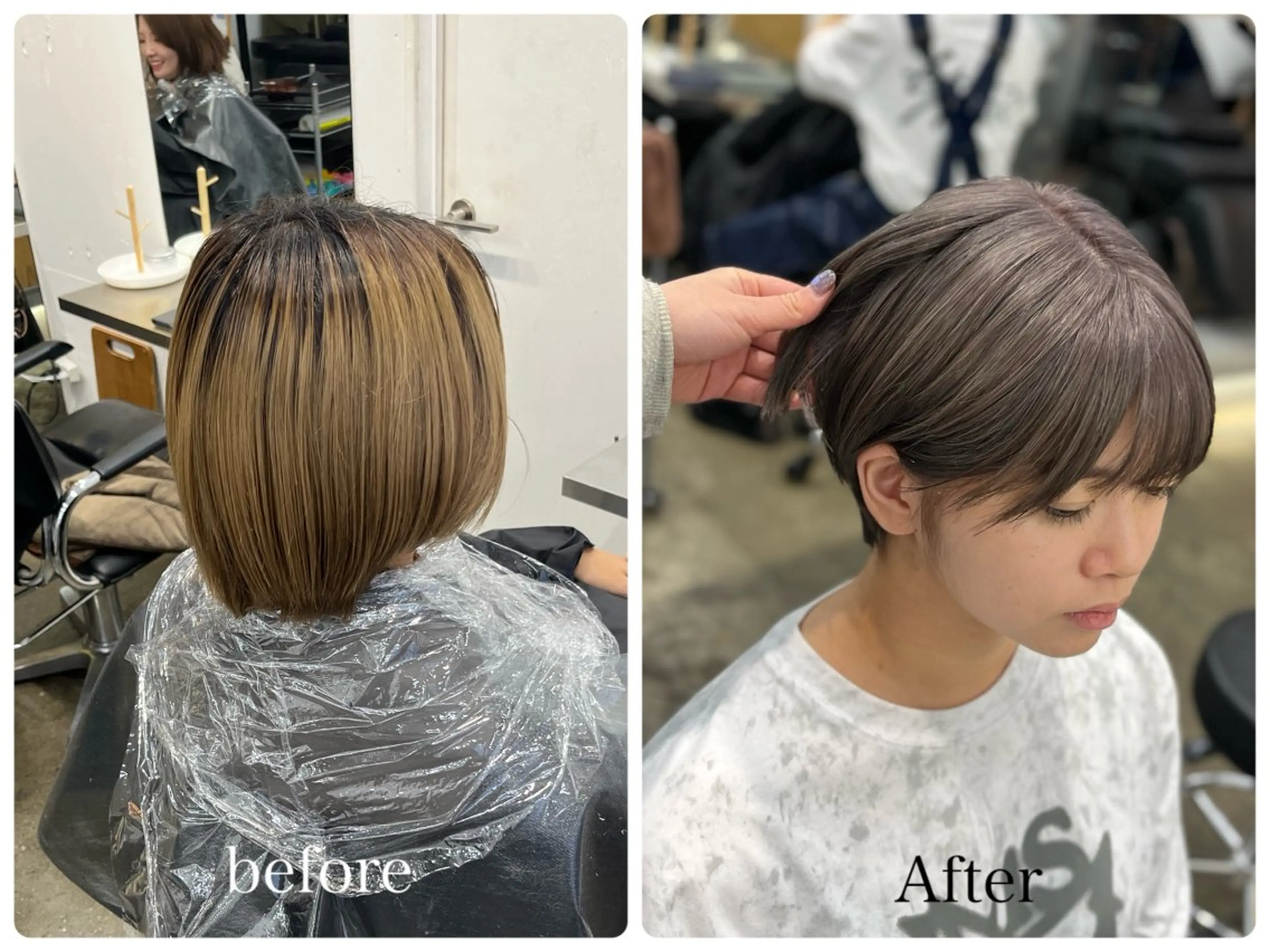 ショート カラー グレージュ シルバー シルバーグレージュ 新宿 似合わせカラー HINAのヘアスタイル