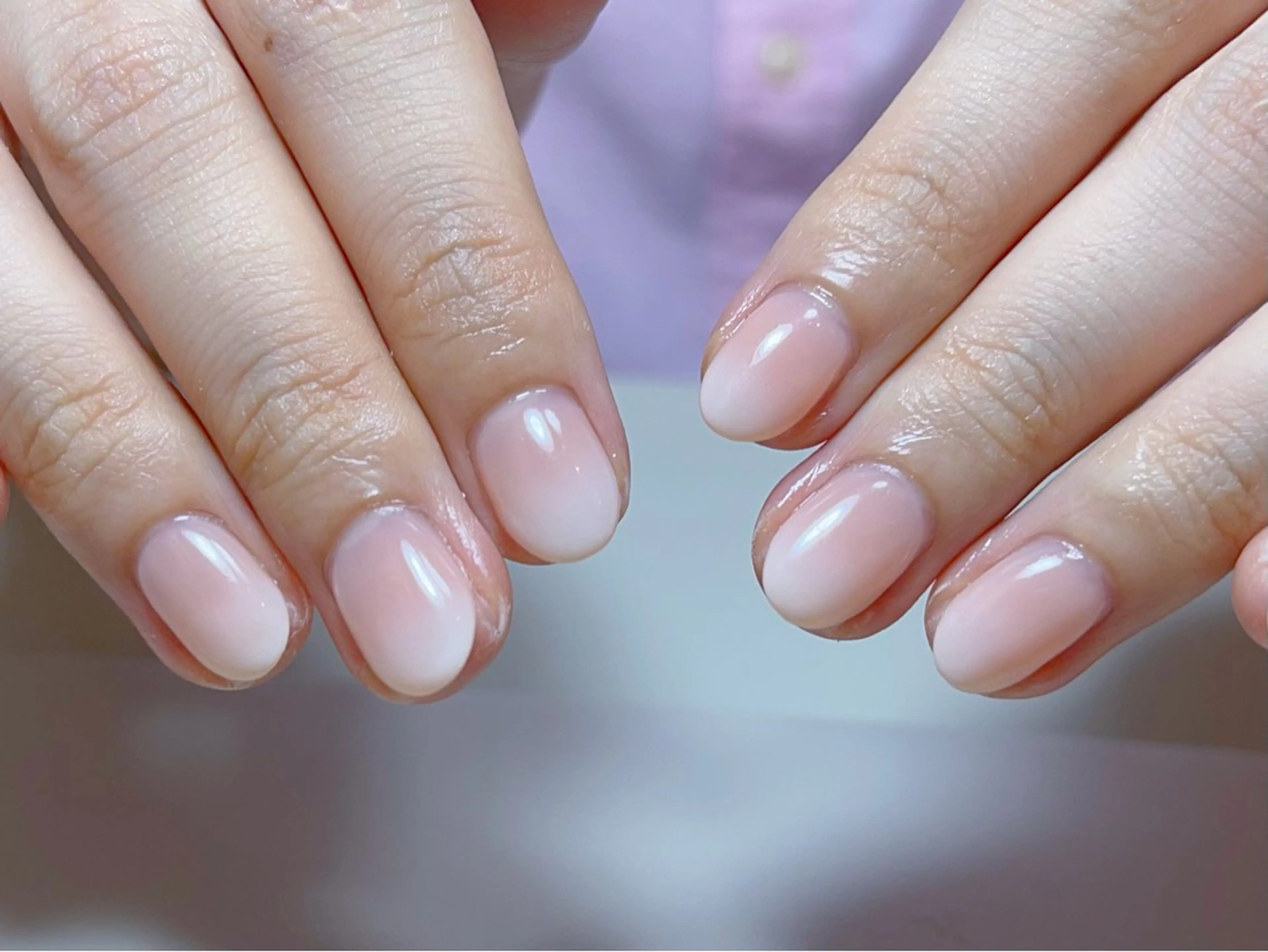 ネイル フレンチネイル ガーリー ガラスフレンチ 韓国ネイル ロングネイル ハンドネイル Venus nail チップ長さだし専門店のネイルデザイン