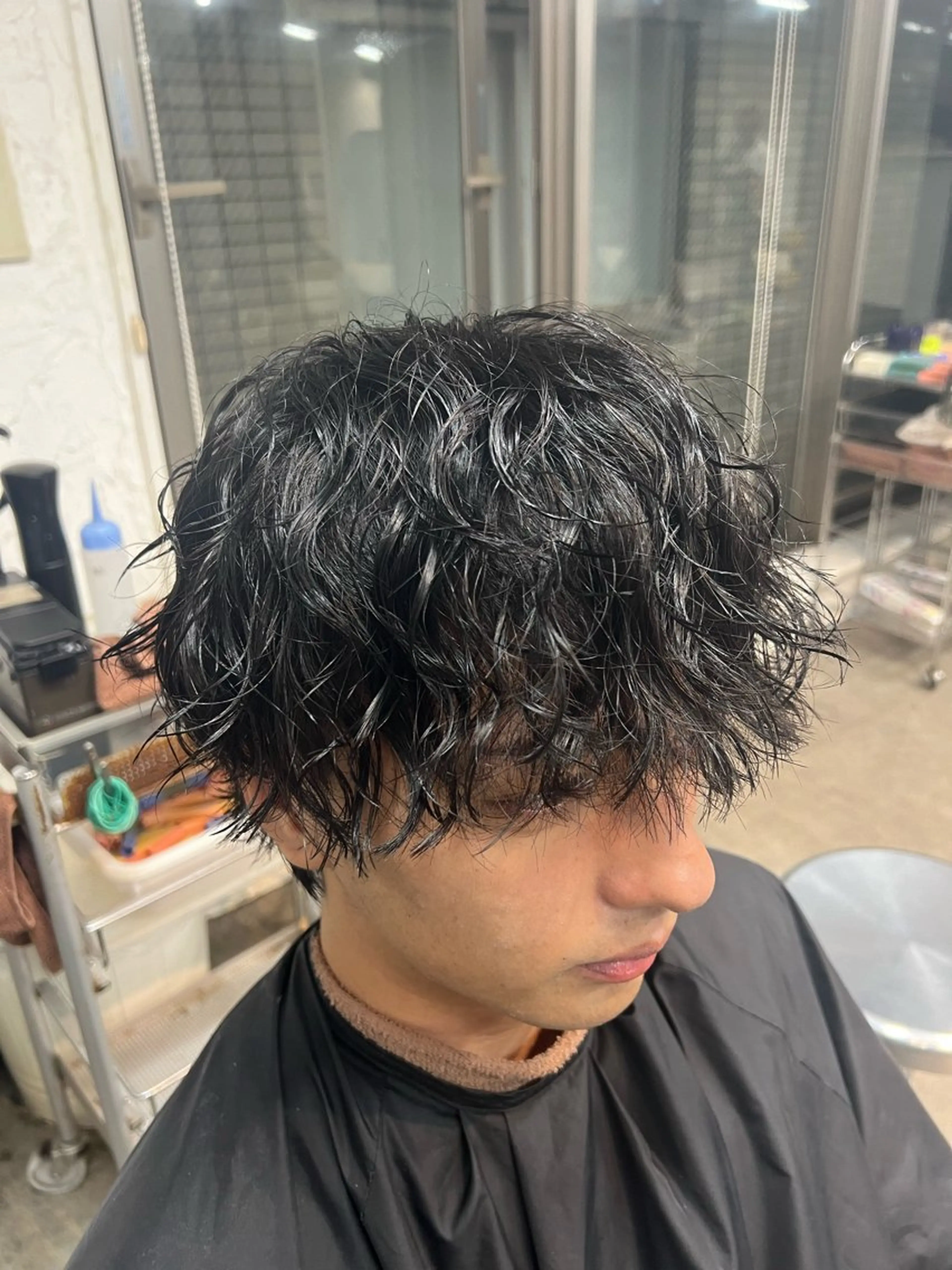 パーマ メンズ センターパート コンマヘア フェードカット カルマパーマ マッシュ 原宿 無料カット fifth イノウエのヘアスタイル