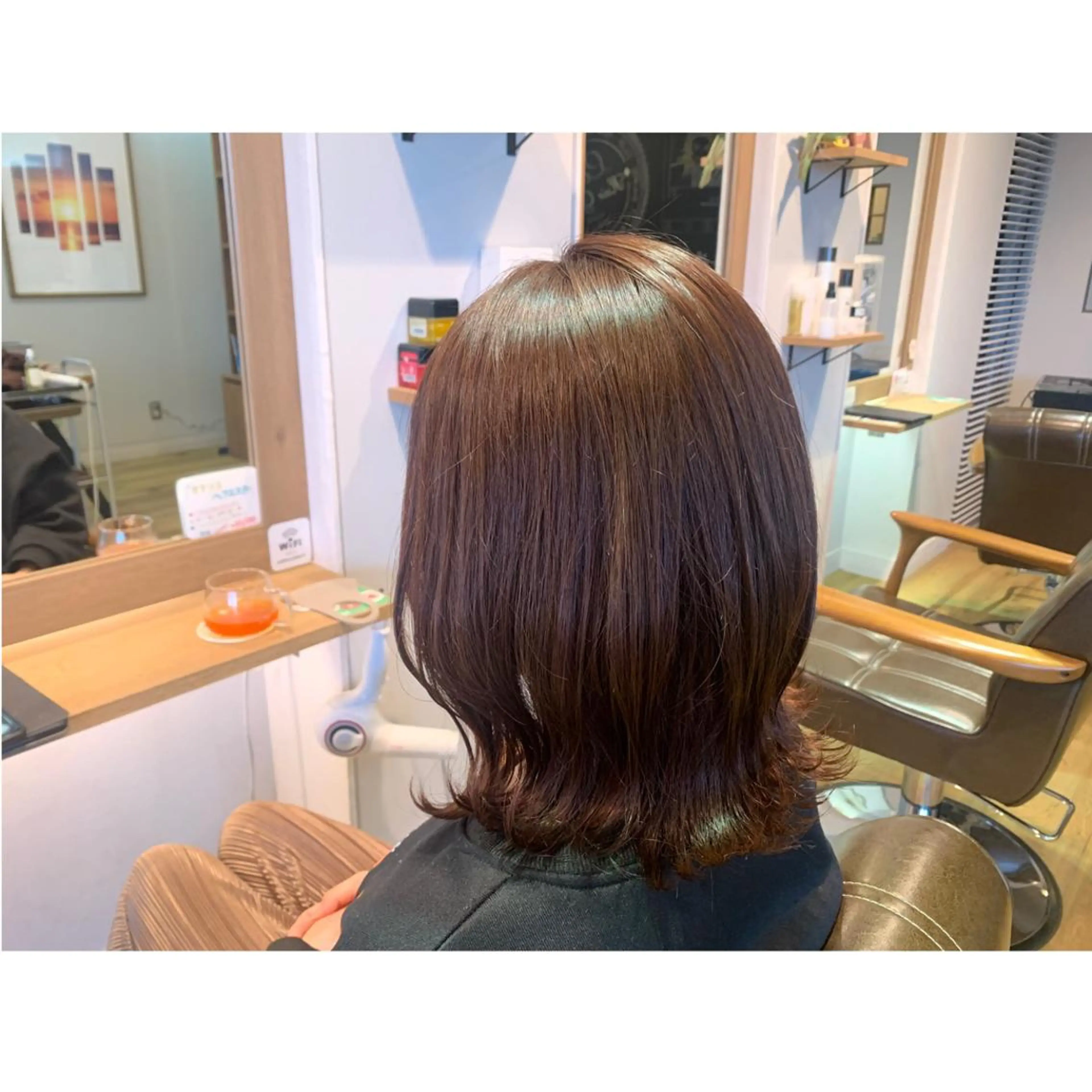 ミディアム カラー ブラウンカラー オレンジ オレンジブラウン ヘアカラー トリートメント ツキダテ ユイのヘアスタイル