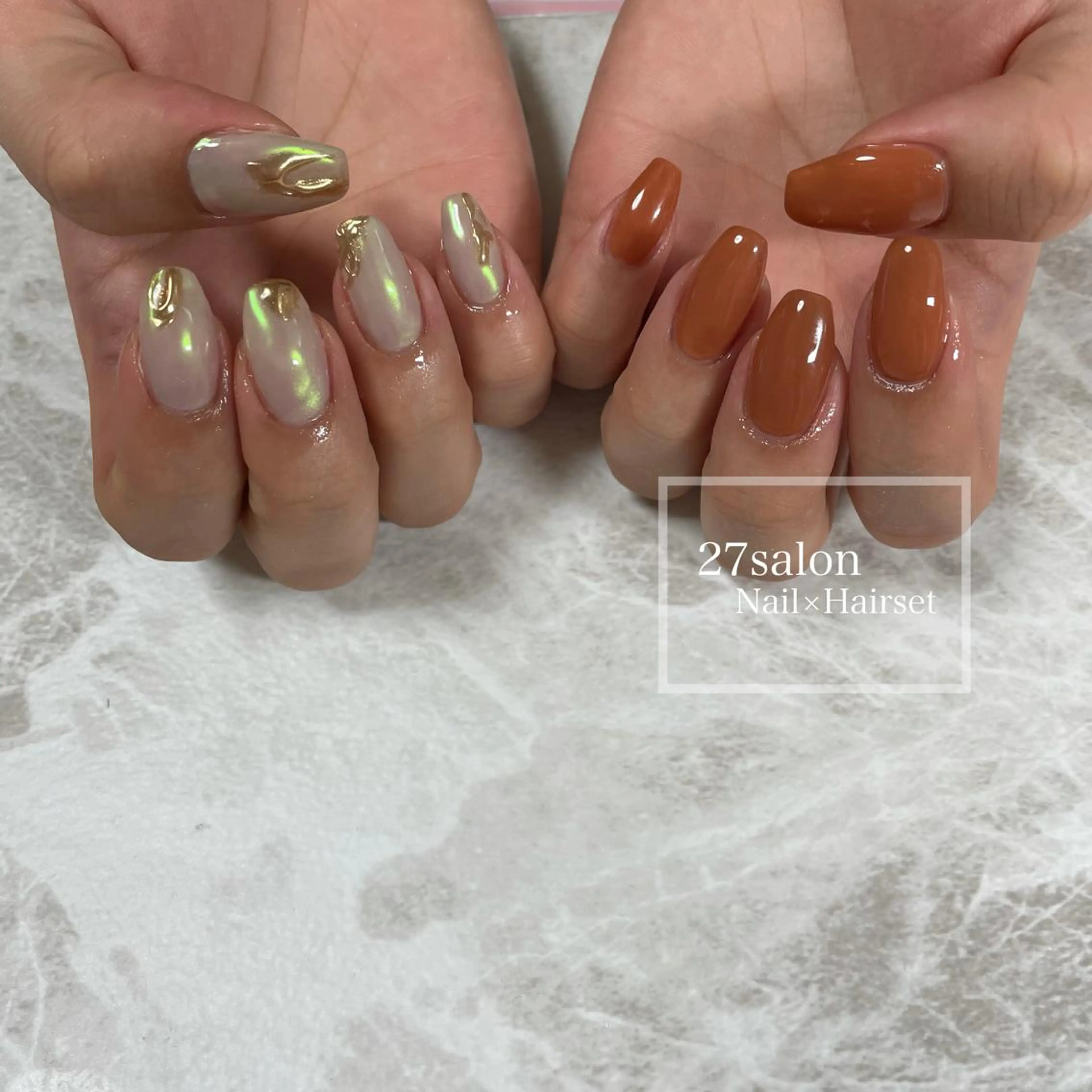 ネイル オーロラネイル ミラーネイル 27salon yuinaのネイルデザイン
