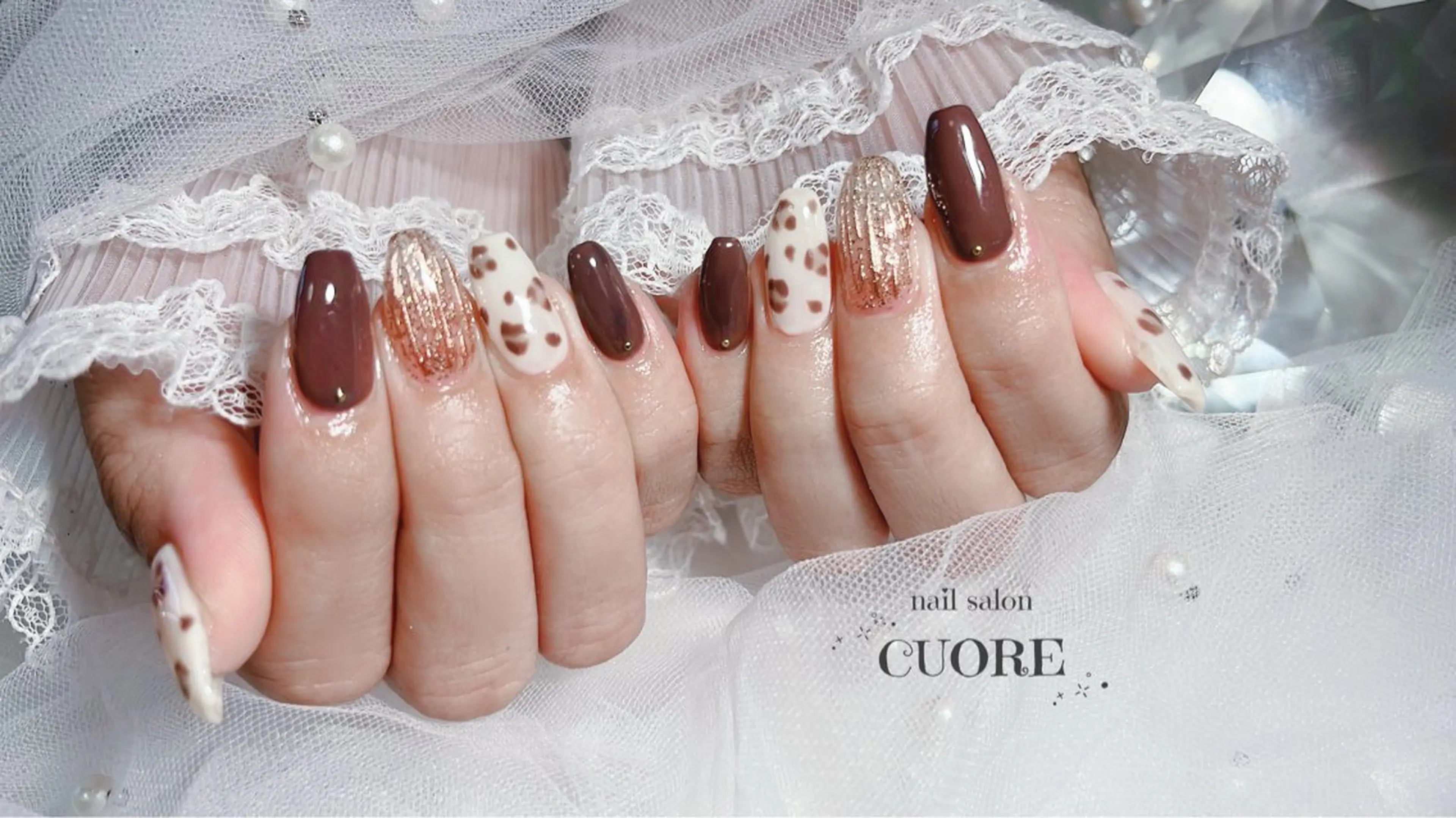 ネイル アニマル柄 ブラウン nail salon CUOREのネイルデザイン