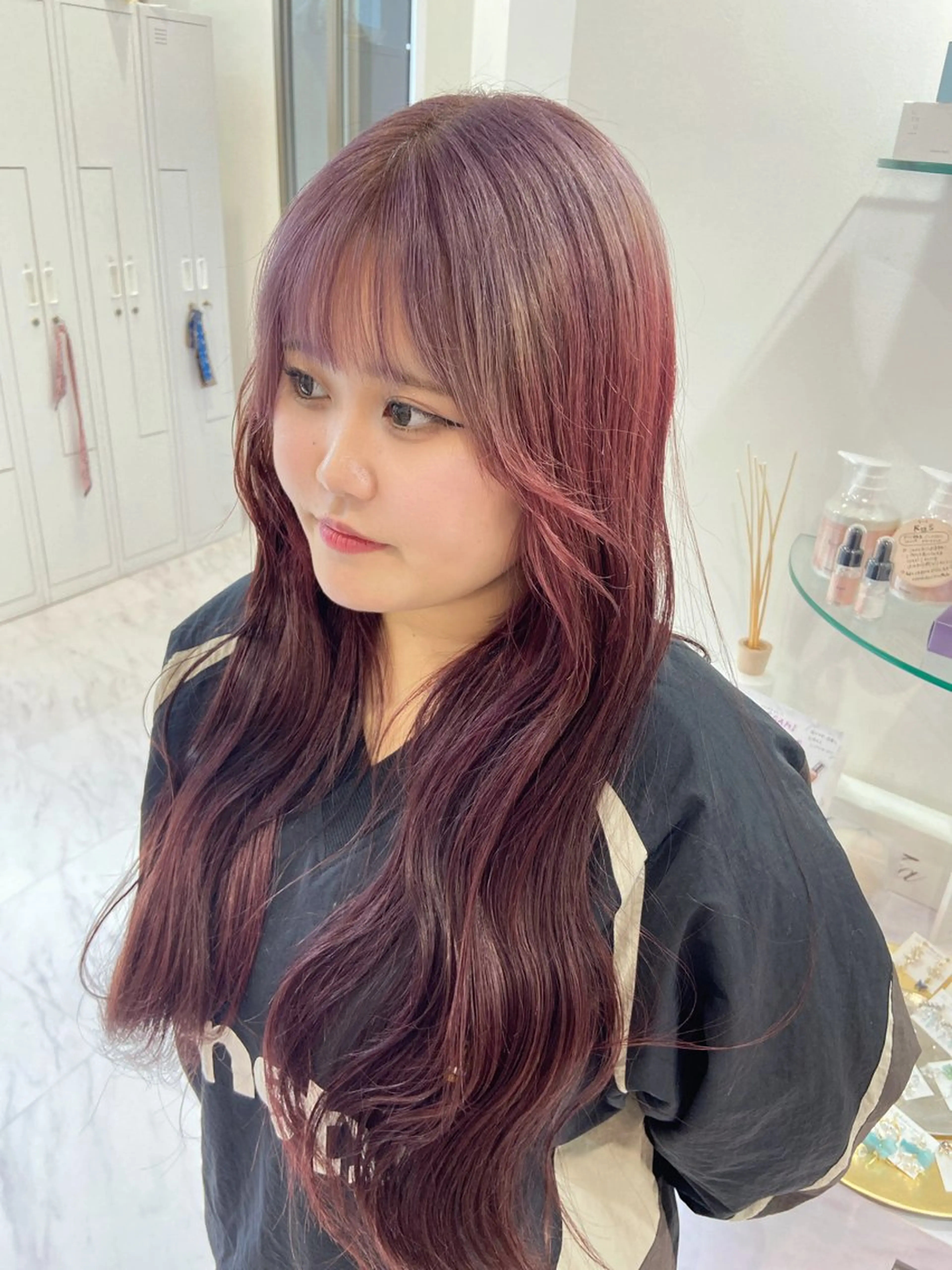ロング カラー ボルドーカラー ラベンダーカラー カット ヘアカラー 名駅/ハイトーン /Y2k/YUNAのヘアスタイル