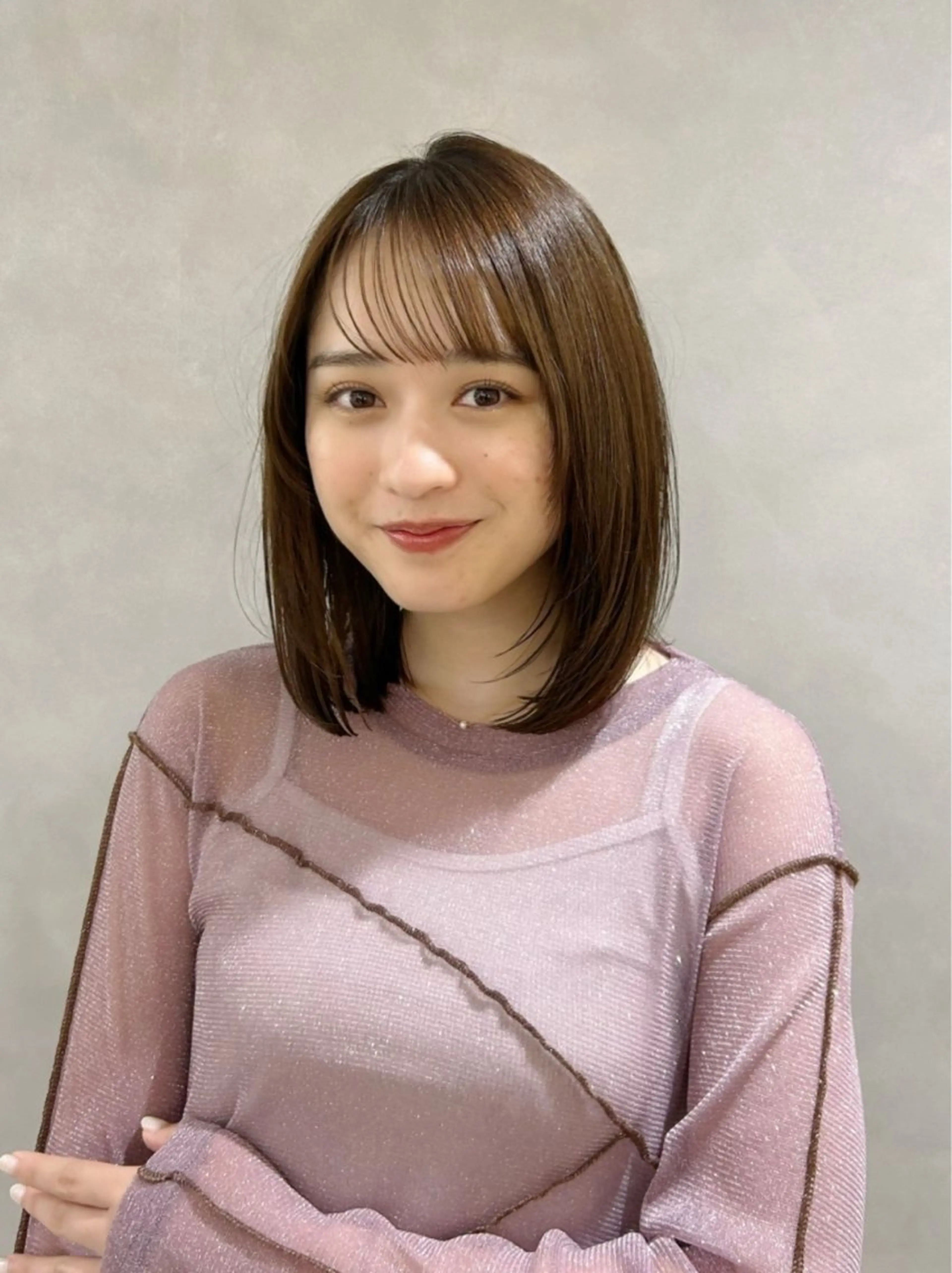 ミディアム カラー ボブ レイヤーカット 縮毛矯正 カット ヘアカラー トリートメント 池袋/レイヤー/ 顔まわり/taigaのヘアスタイル