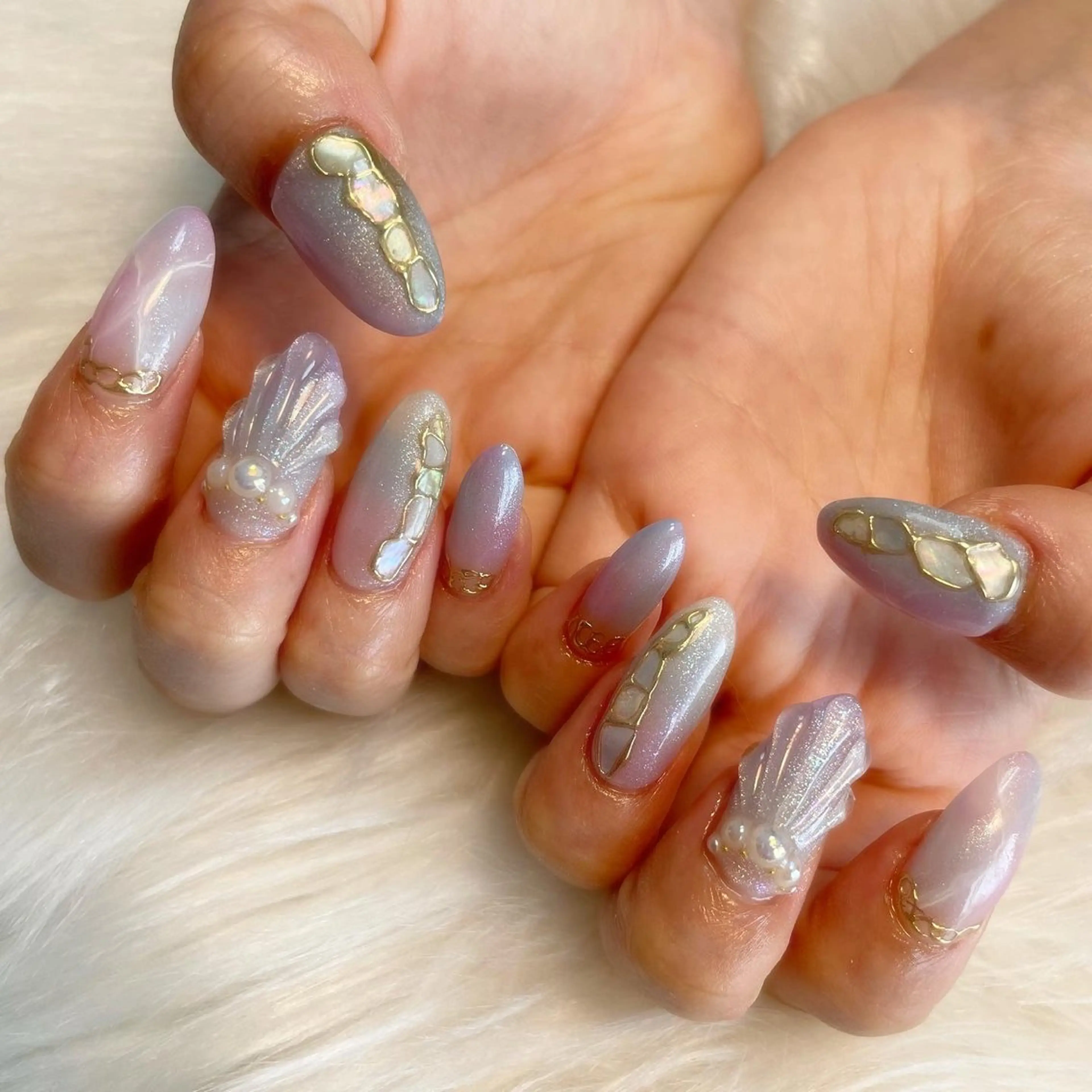 ネイル ハンドネイル ゴテゴテ💙ワンホン リオナのネイルデザイン