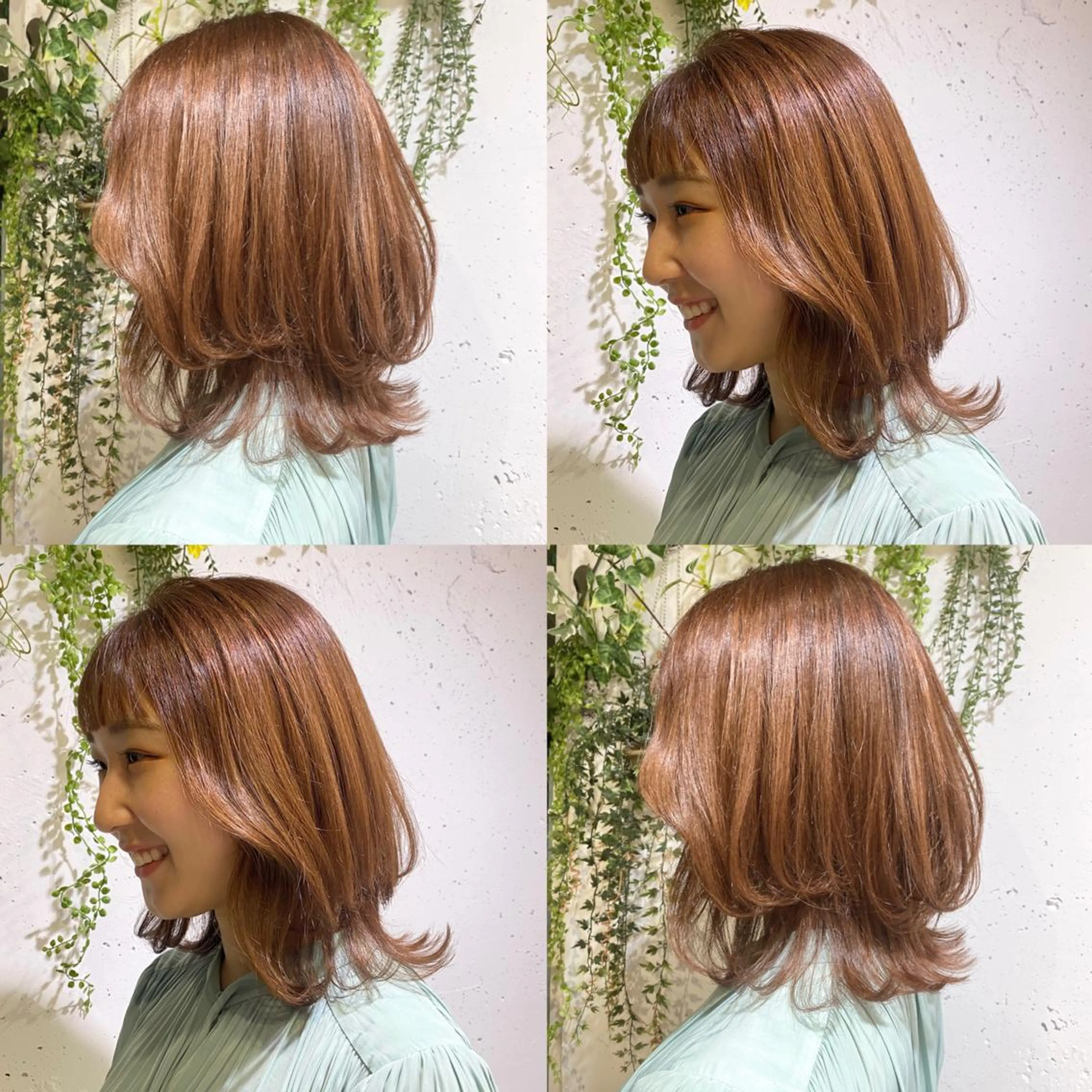 セミロング カラー オレンジ レイヤーカット 🌼NAMI 🌼のヘアスタイル
