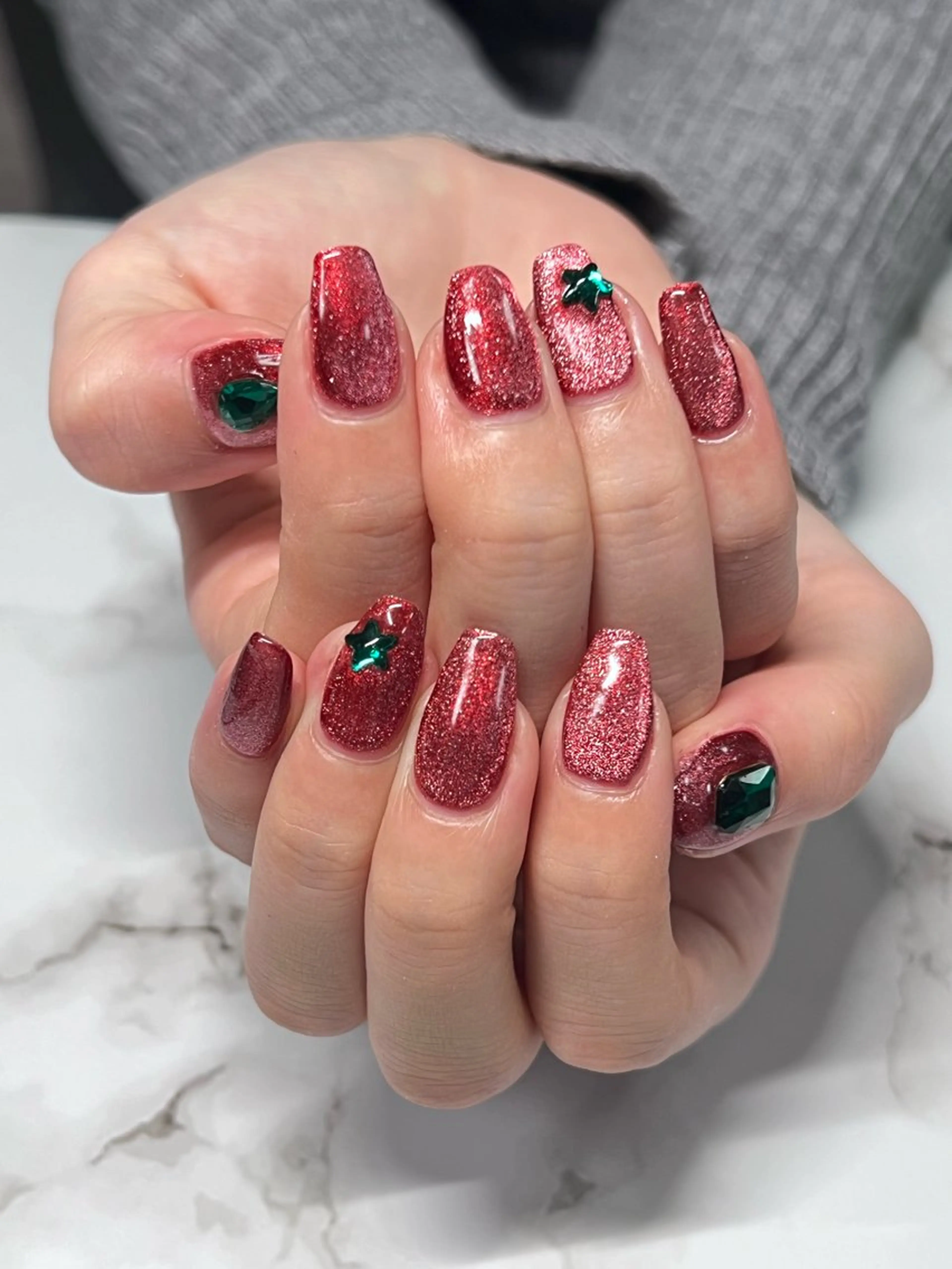 ネイル マグネットネイル 冬ネイル クリスマス 自由が丘サロン あやめ💅のネイルデザイン