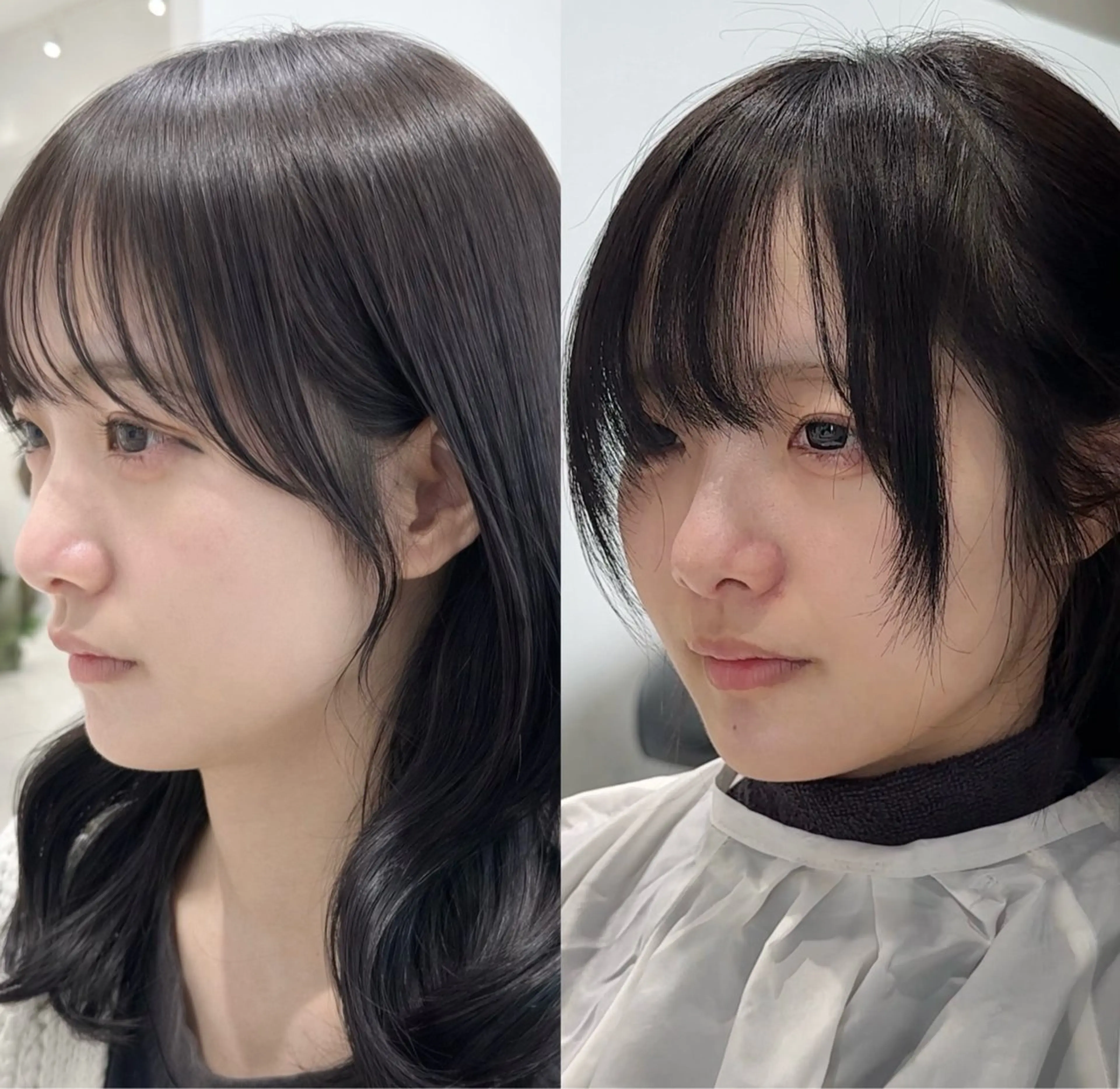 セミロング カラー カット ヘアカラー トリートメント ヘッドスパ ヘアセット 短めショートカット カットモデルのヘアスタイル