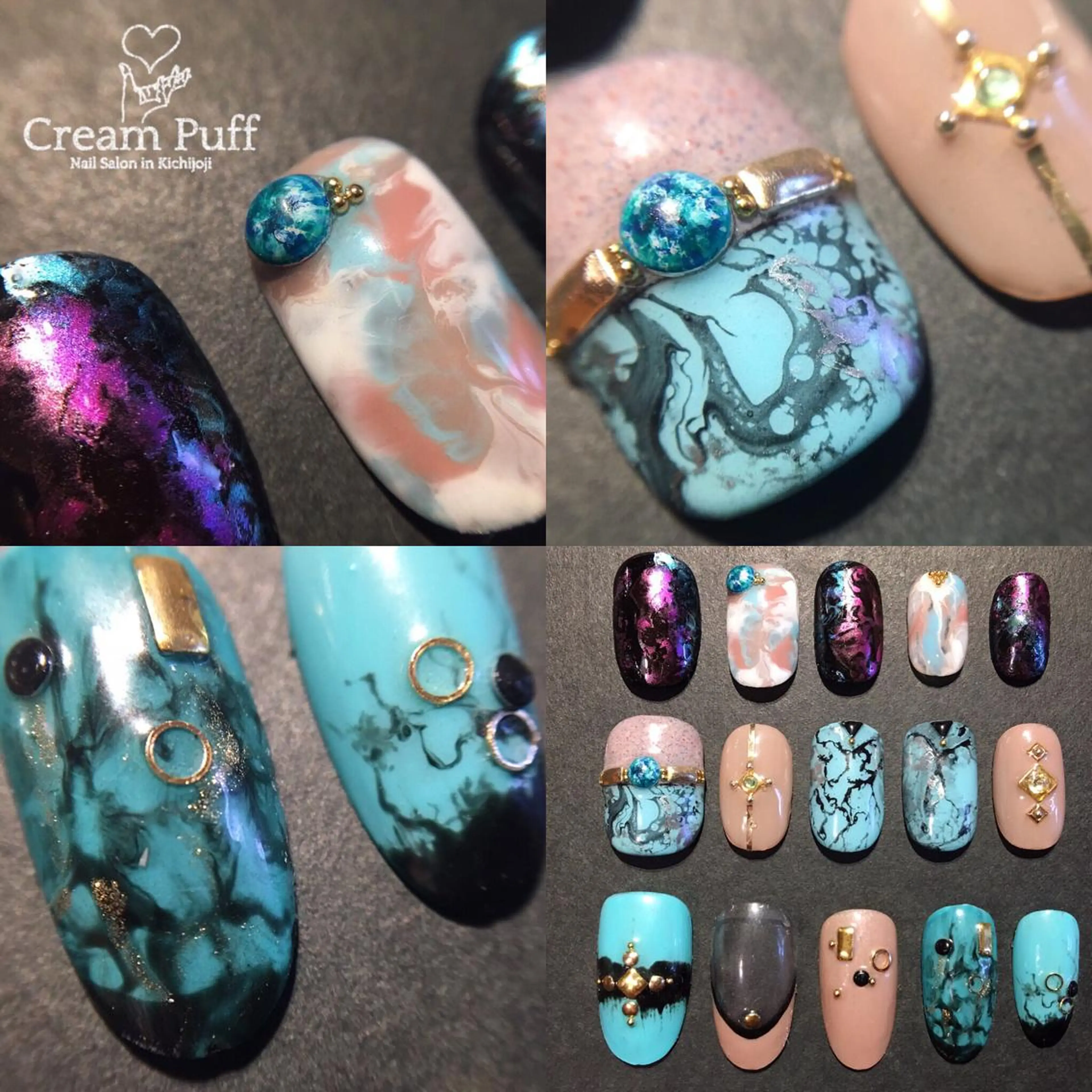 ネイル アートネイル 大理石ネイル(マーブル) HAMANO MIKAのネイルデザイン