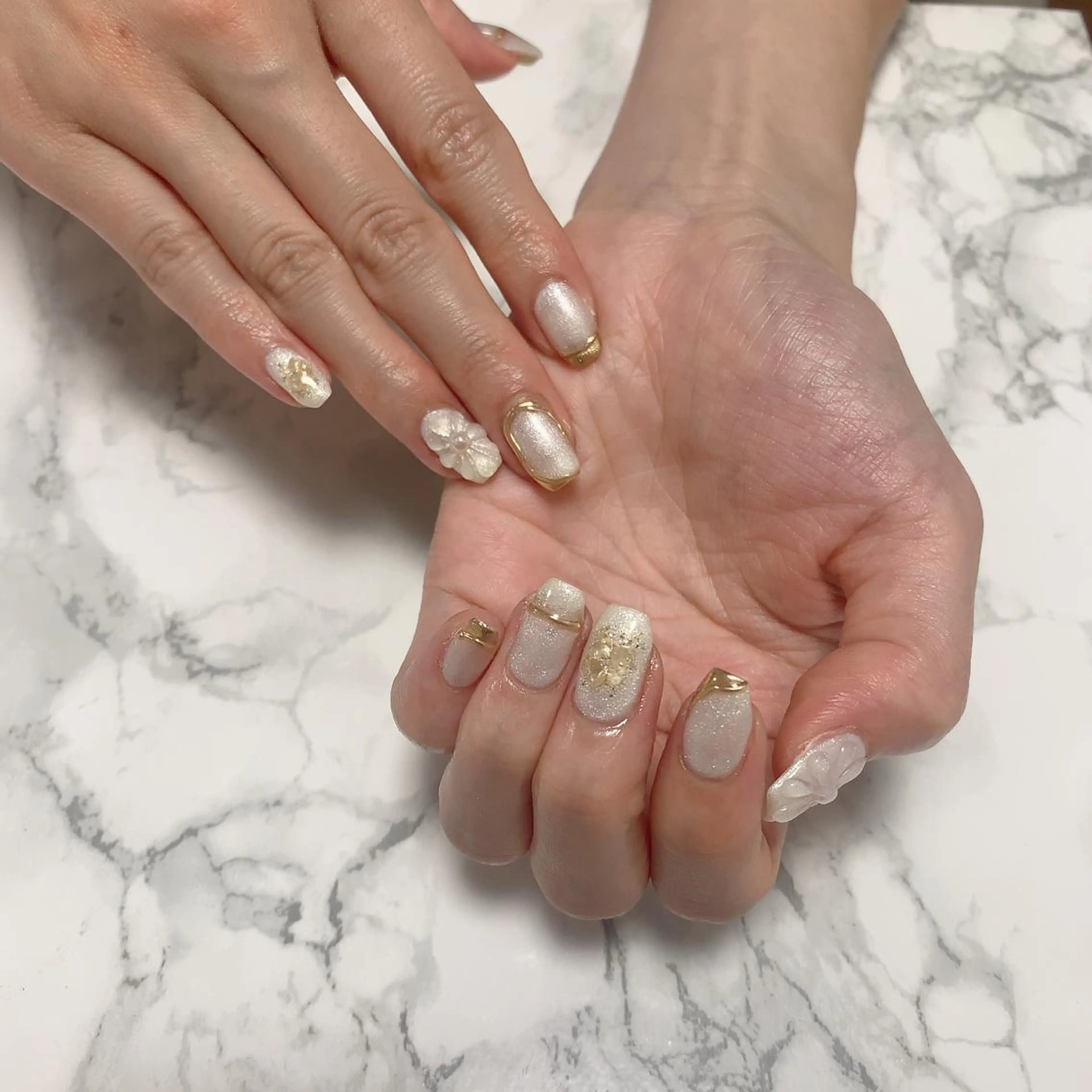 ネイル はな💎ネイル ワンホン、長さ出しのネイルデザイン