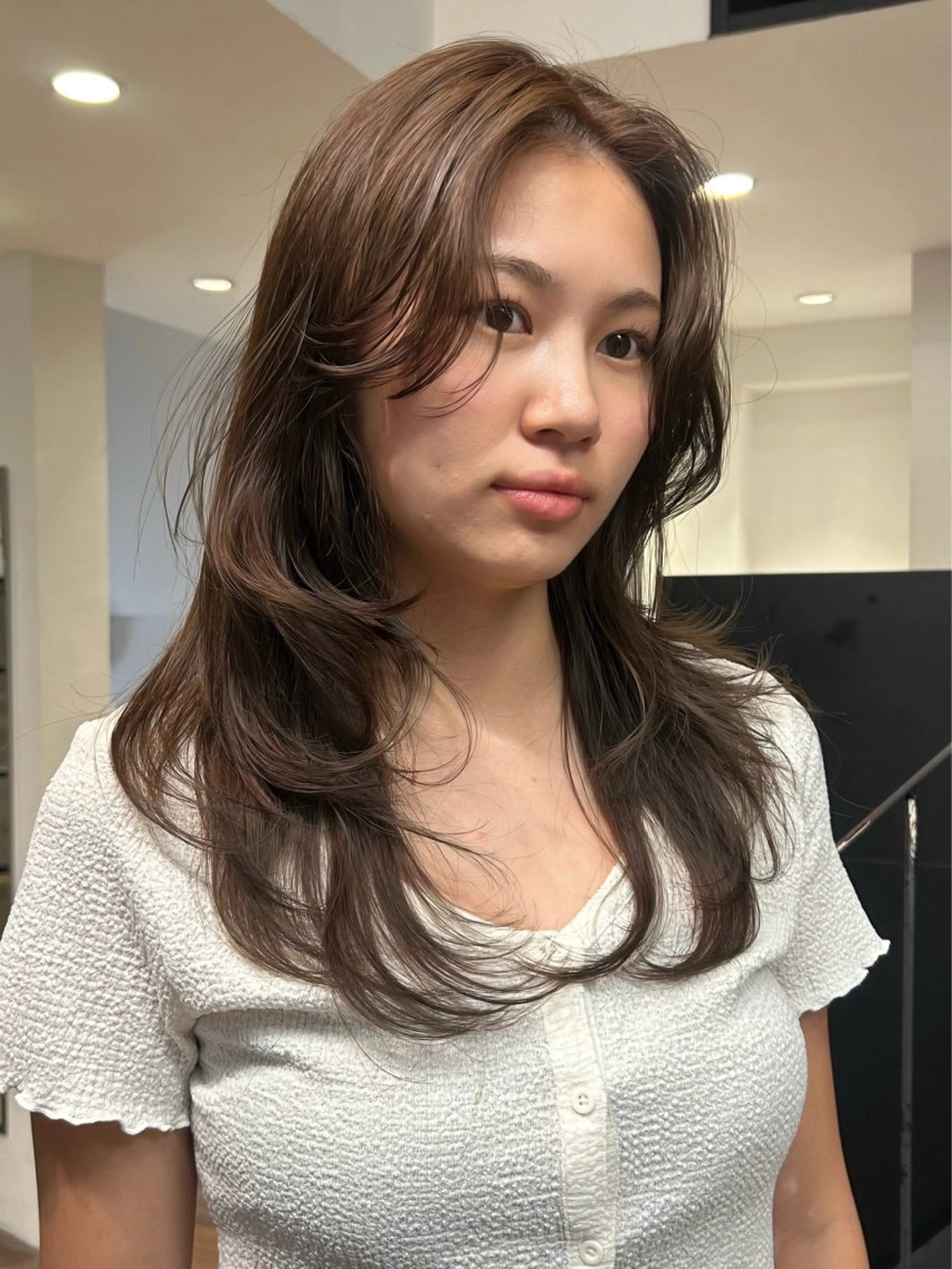 セミロング カラー パーマ メンズ ヘアカラー トリートメント レイヤー/透明感/ ブリーチなし/わかなのヘアスタイル