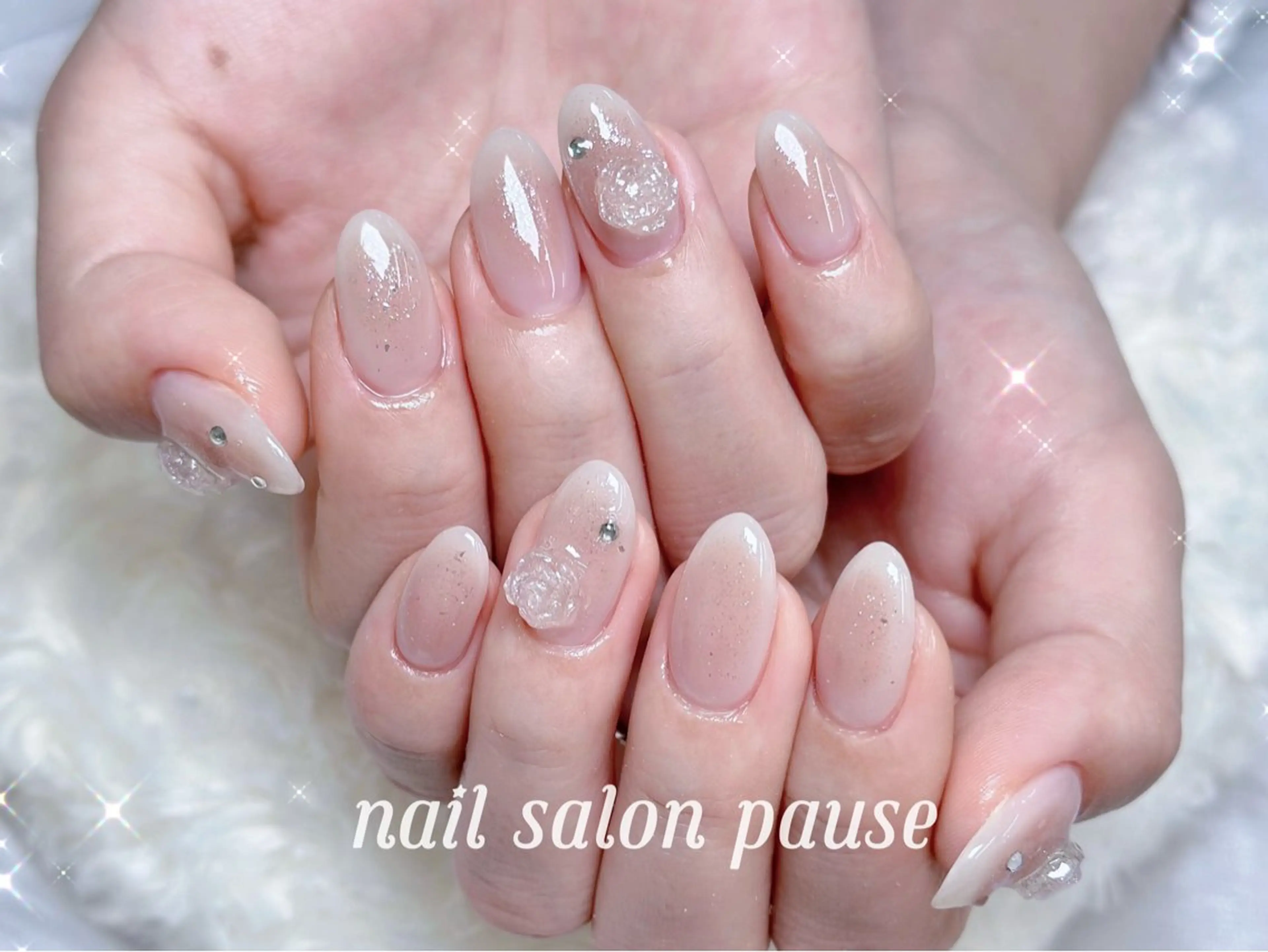 ネイル チークネイル ストーンネイル ハンドネイル ハンドケア nail salon pause✨のネイルデザイン