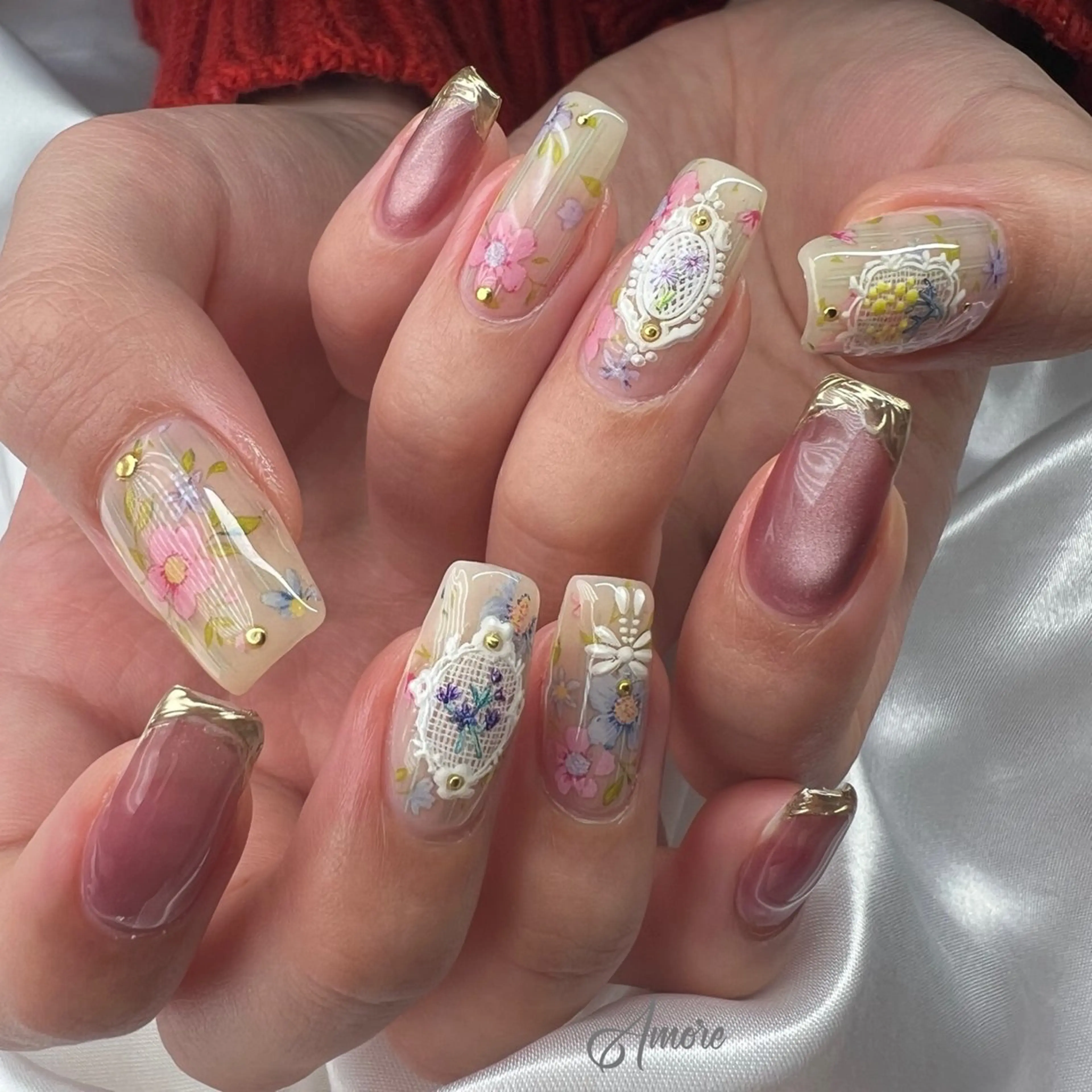 ネイル ジェルネイル キラキラネイル 韓国ネイル マグネットネイル パラジェル You kyehwaのネイルデザイン