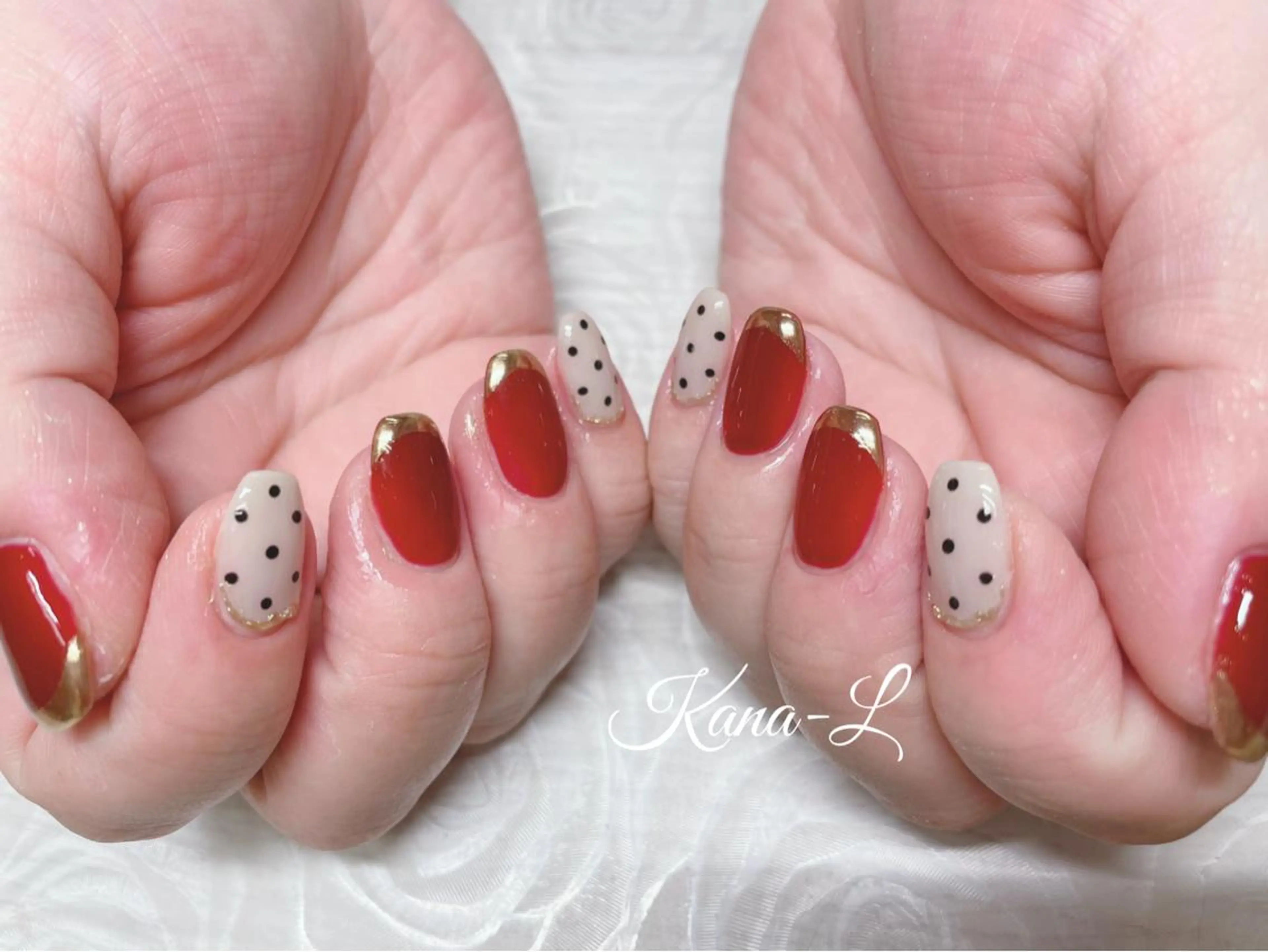 カラー ネイル ドット フレンチネイル ミラーネイル 芦辺 香奈のネイルデザイン
