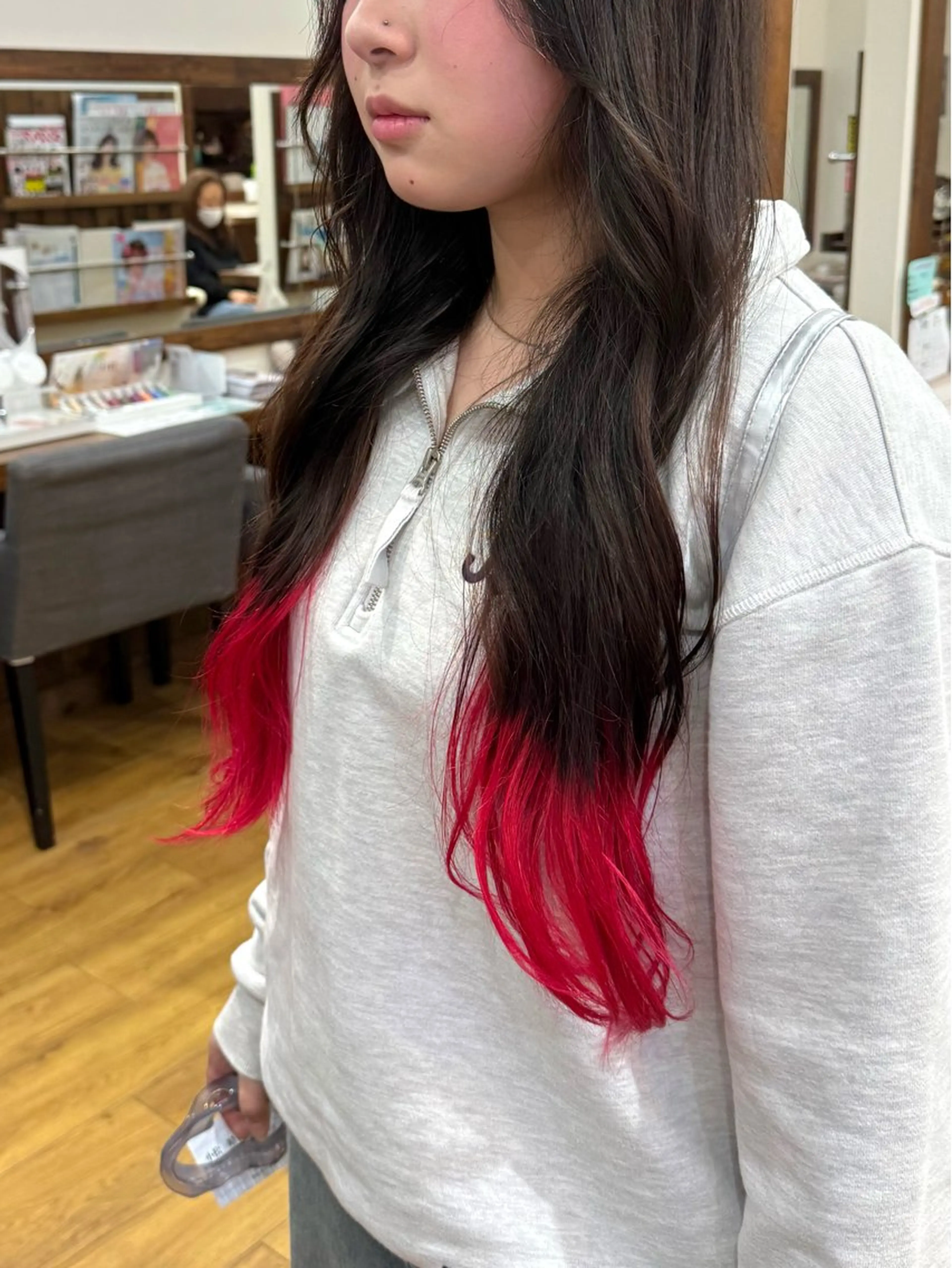 ロング カラー ヘアアレンジ ブリーチ レッドカラー ヘアカラー 💖ダブルカラー/ ヘアセット/晴香💖のヘアスタイル