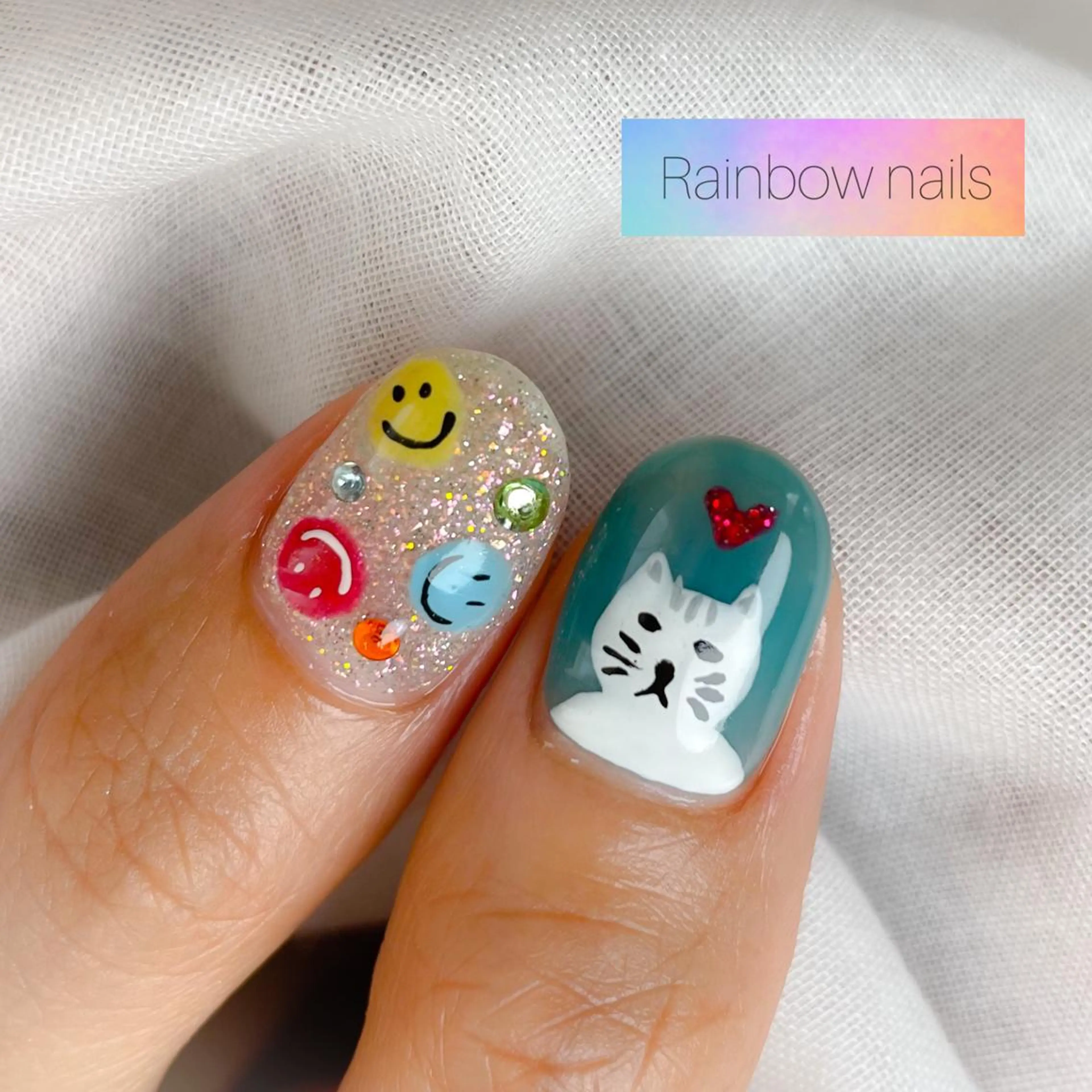 ネイル Rainbow nailsくろちゃんのネイルデザイン