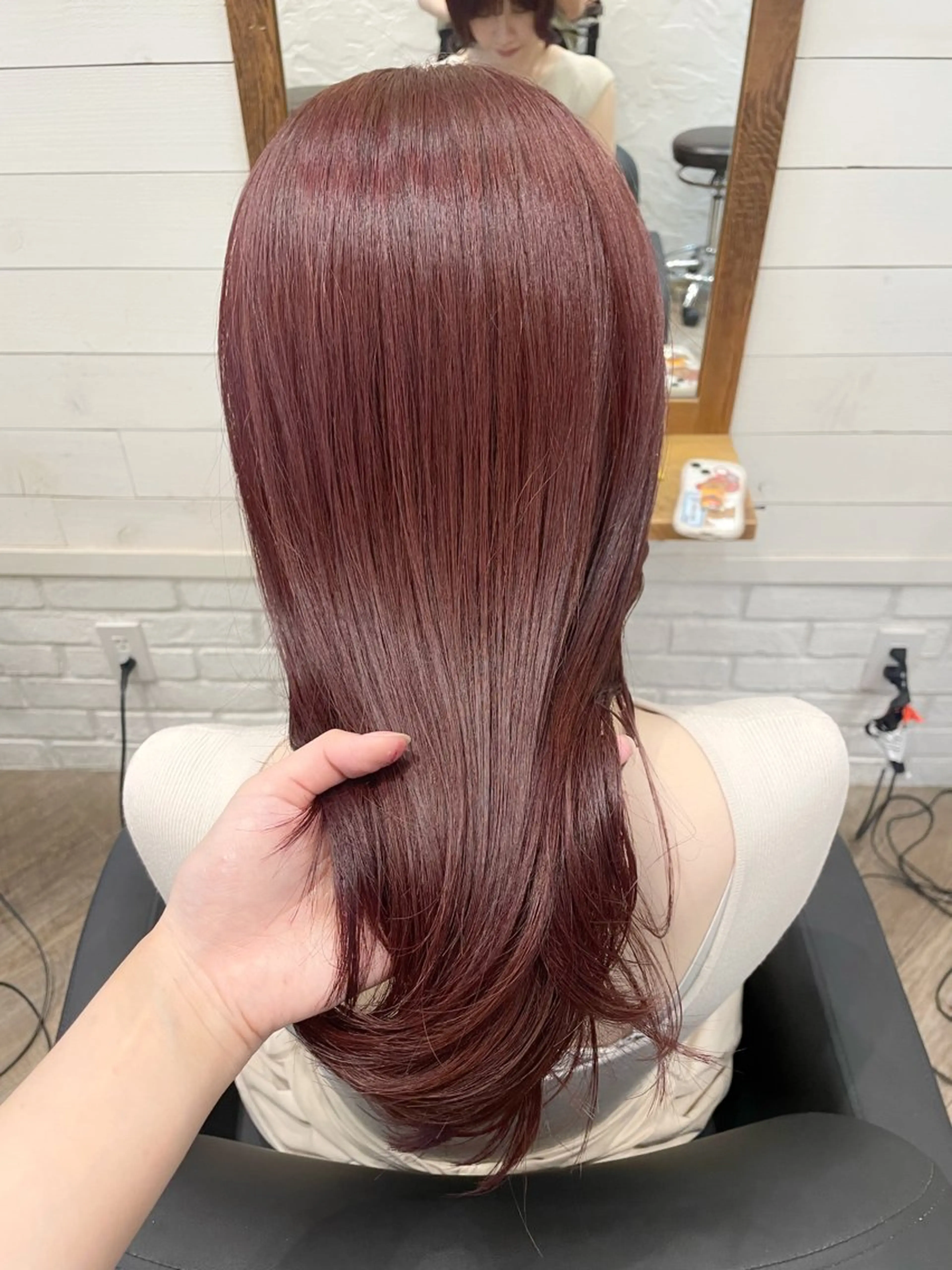 ロング ピンクラベンダー ヘアカラー トリートメント ヘアセット ✨透明感ケアカラー✨ 長野ゆきなのヘアスタイル